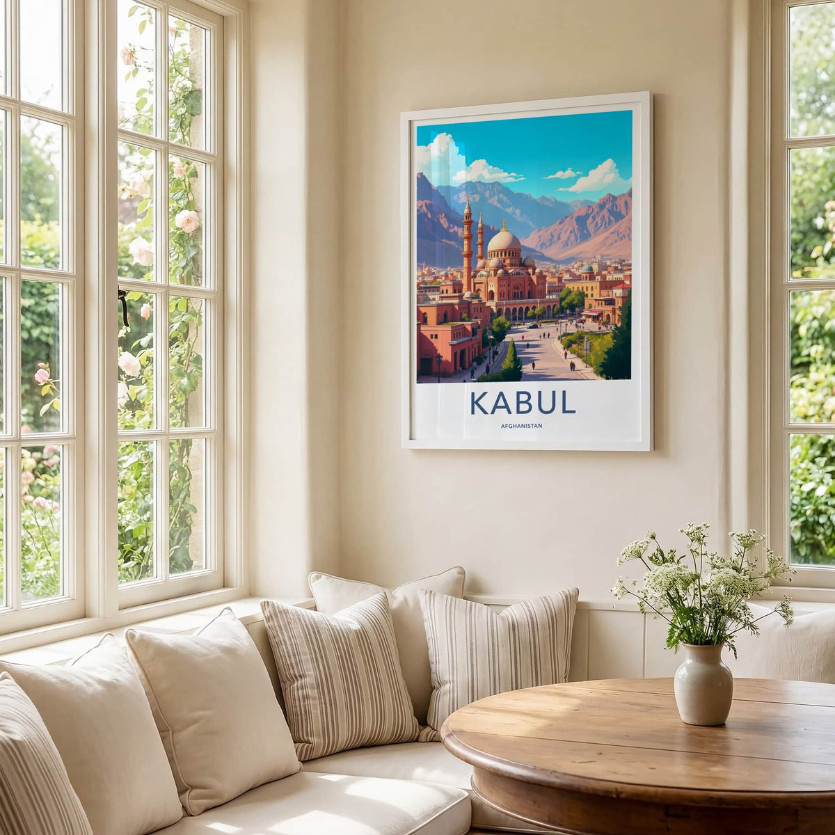 Kabul Poster - Afghanistan Travel Art - Grand Mosque City Home Decor