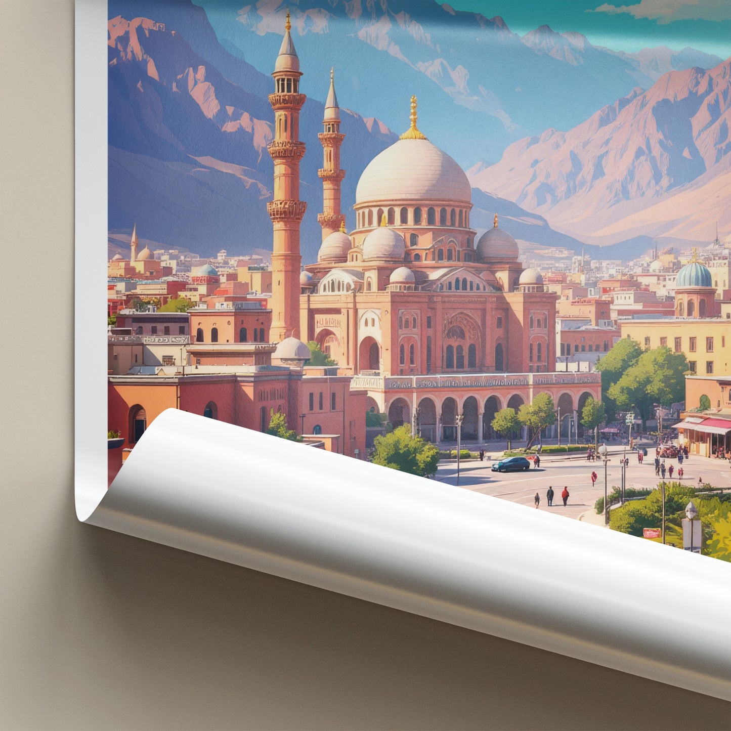 Kabul Poster - Afghanistan Travel Art - Grand Mosque City Home Decor