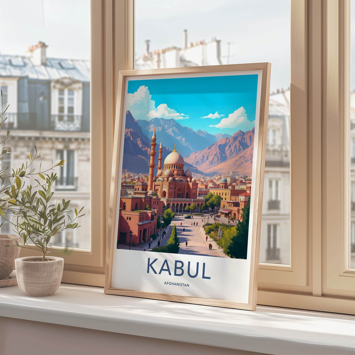 Kabul Poster - Afghanistan Travel Art - Grand Mosque City Home Decor