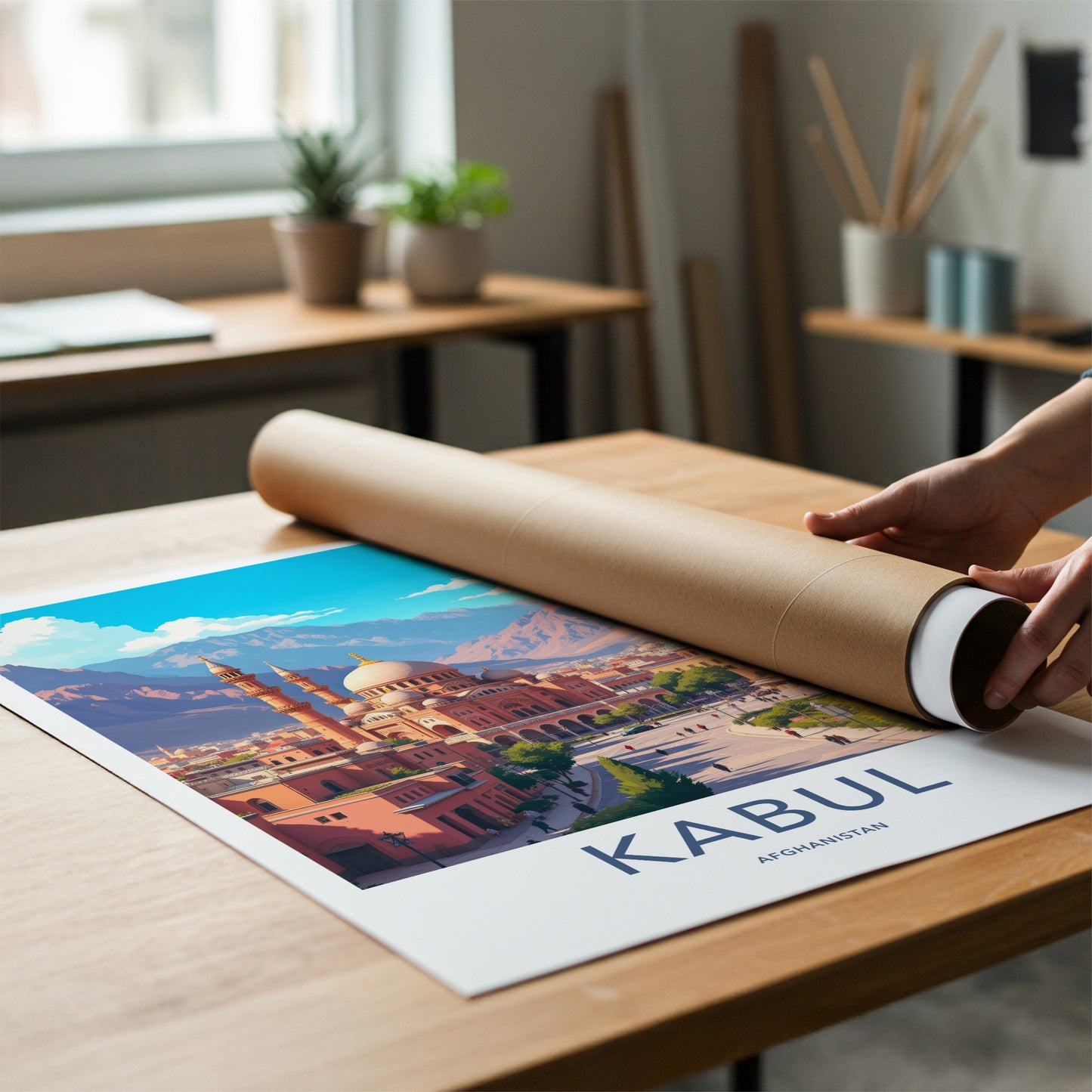 Kabul Poster - Afghanistan Travel Art - Grand Mosque City Home Decor