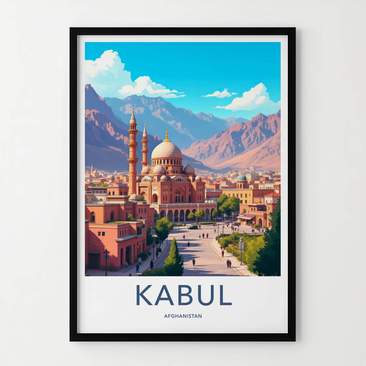 Kabul Poster - Afghanistan Travel Art - Grand Mosque City Home Decor