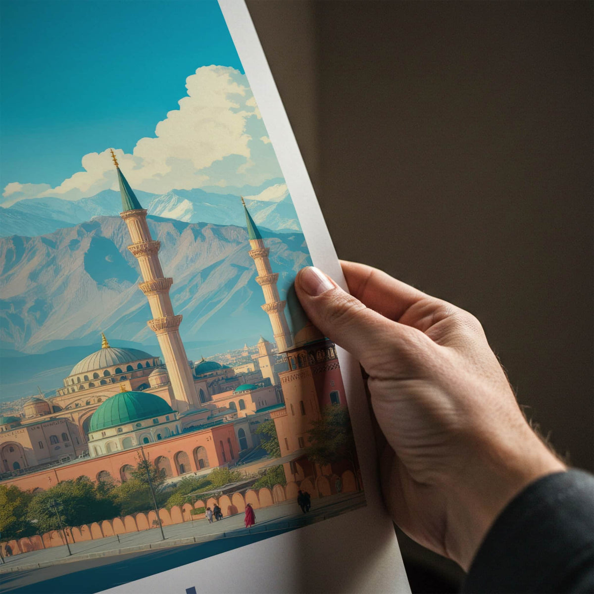 Kabul Poster - Afghanistan Travel Art - Mosques Snowy Mountains Home Decor