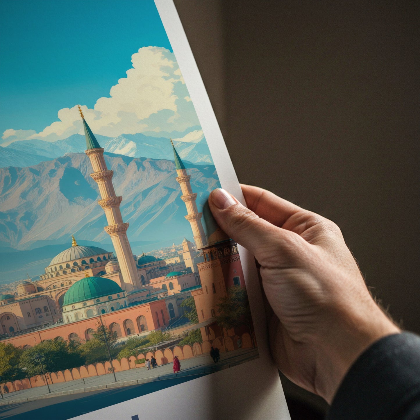 Kabul Poster - Afghanistan Travel Art - Mosques Snowy Mountains Home Decor