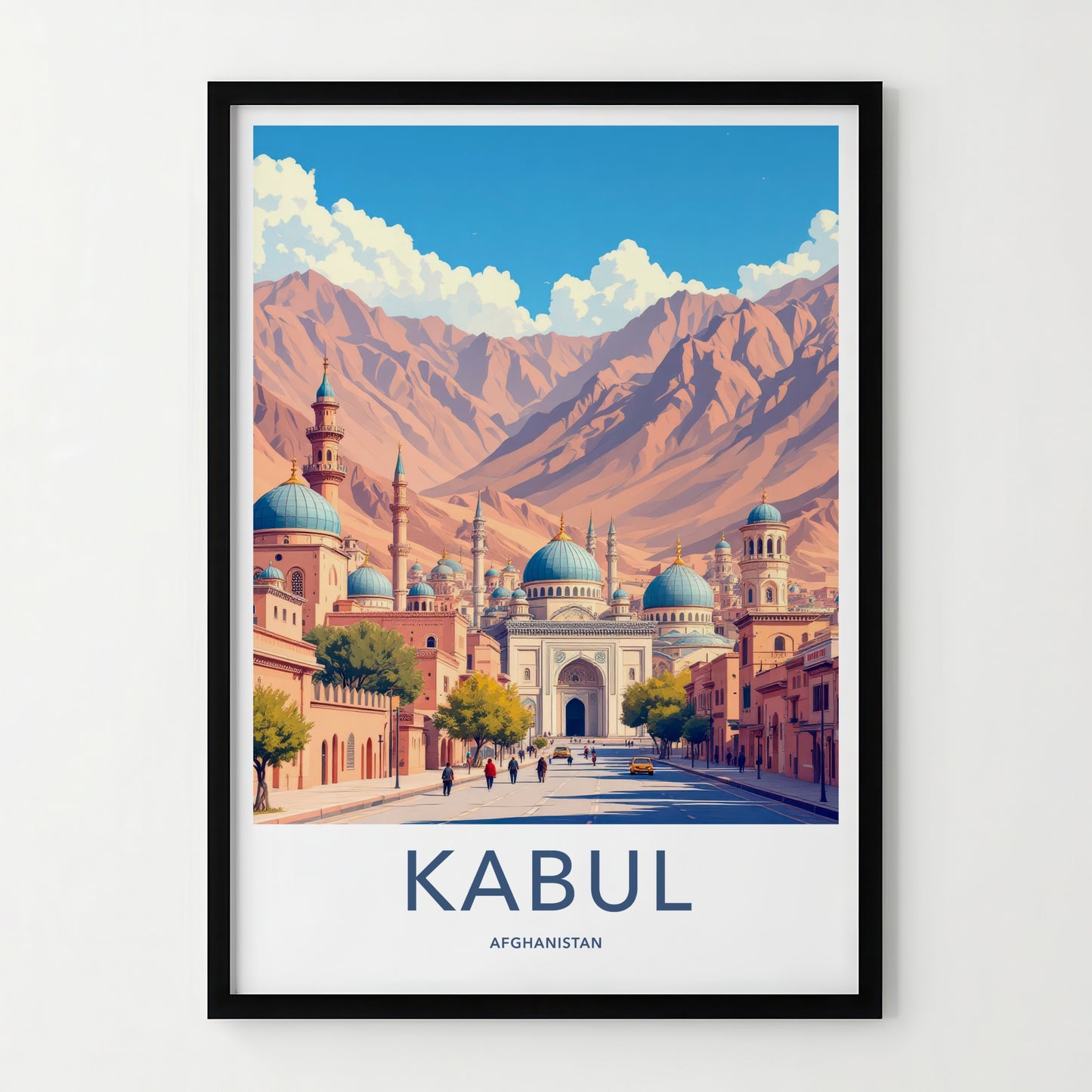 Kabul Poster - Afghanistan Travel Art - Mountain City Domes Home Decor