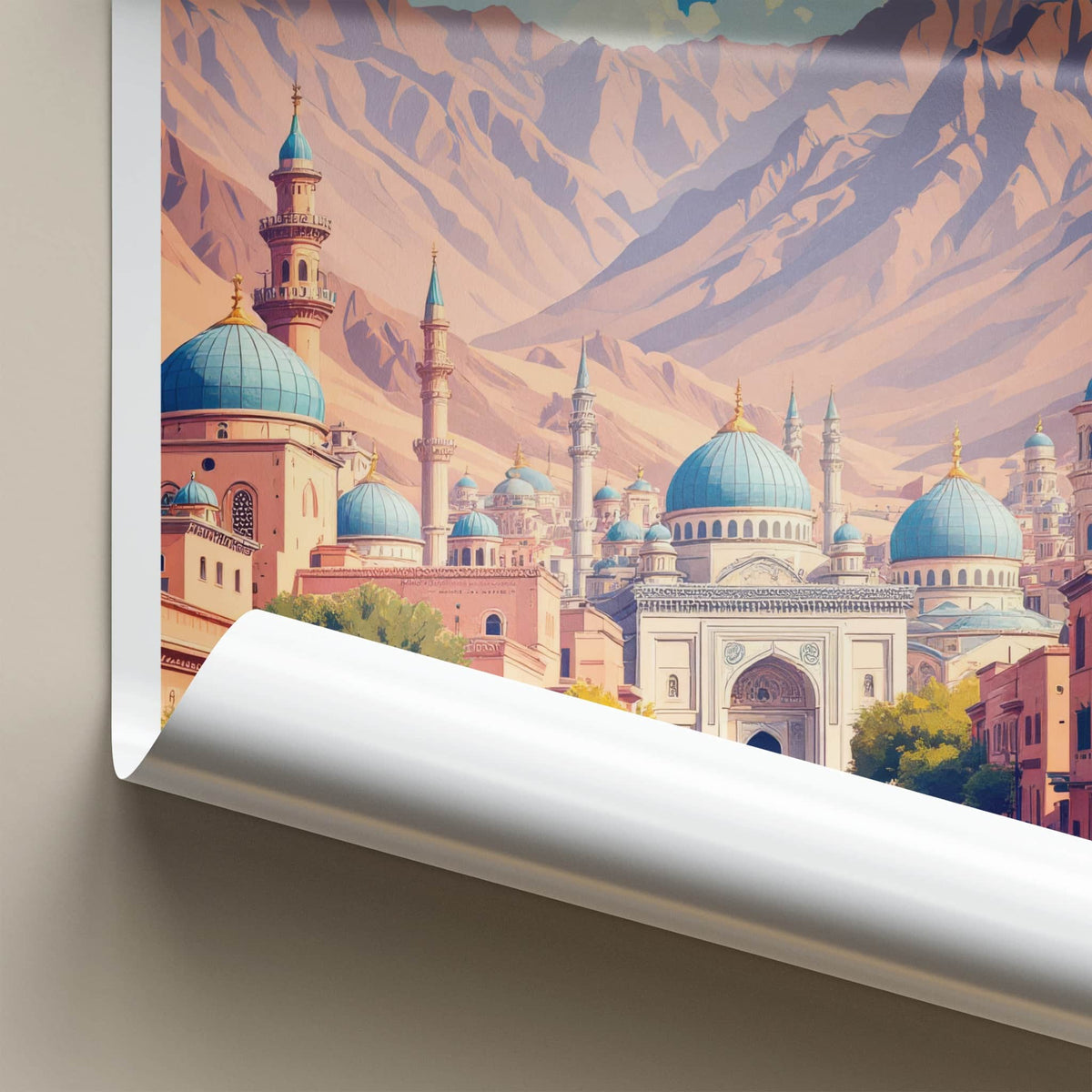 Kabul Poster - Afghanistan Travel Art - Mountain City Domes Home Decor