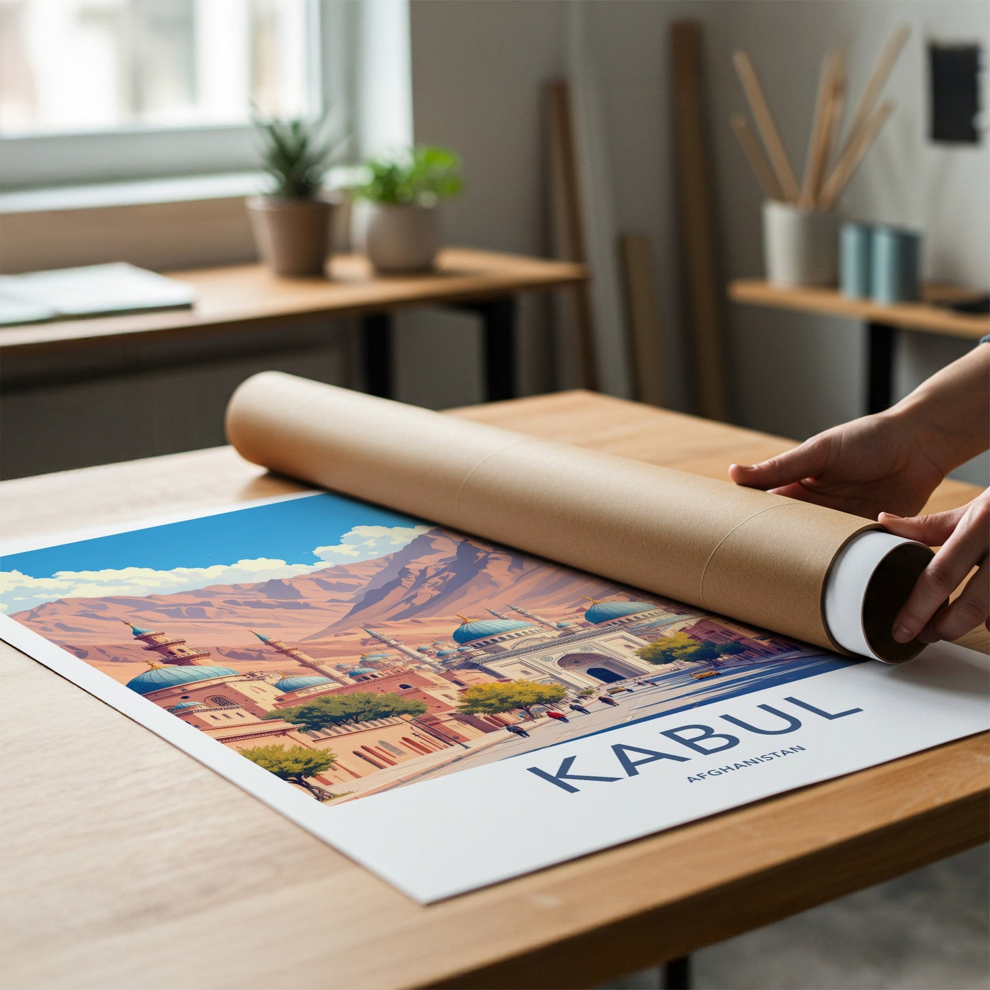 Kabul Poster - Afghanistan Travel Art - Mountain City Domes Home Decor
