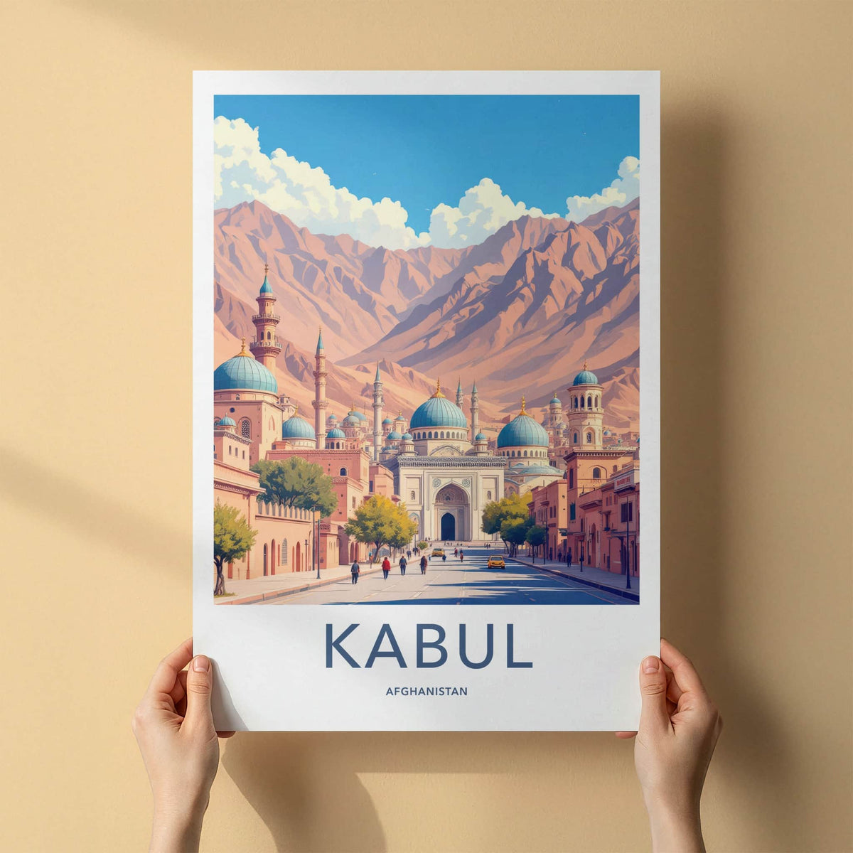 Kabul Poster - Afghanistan Travel Art - Mountain City Domes Home Decor