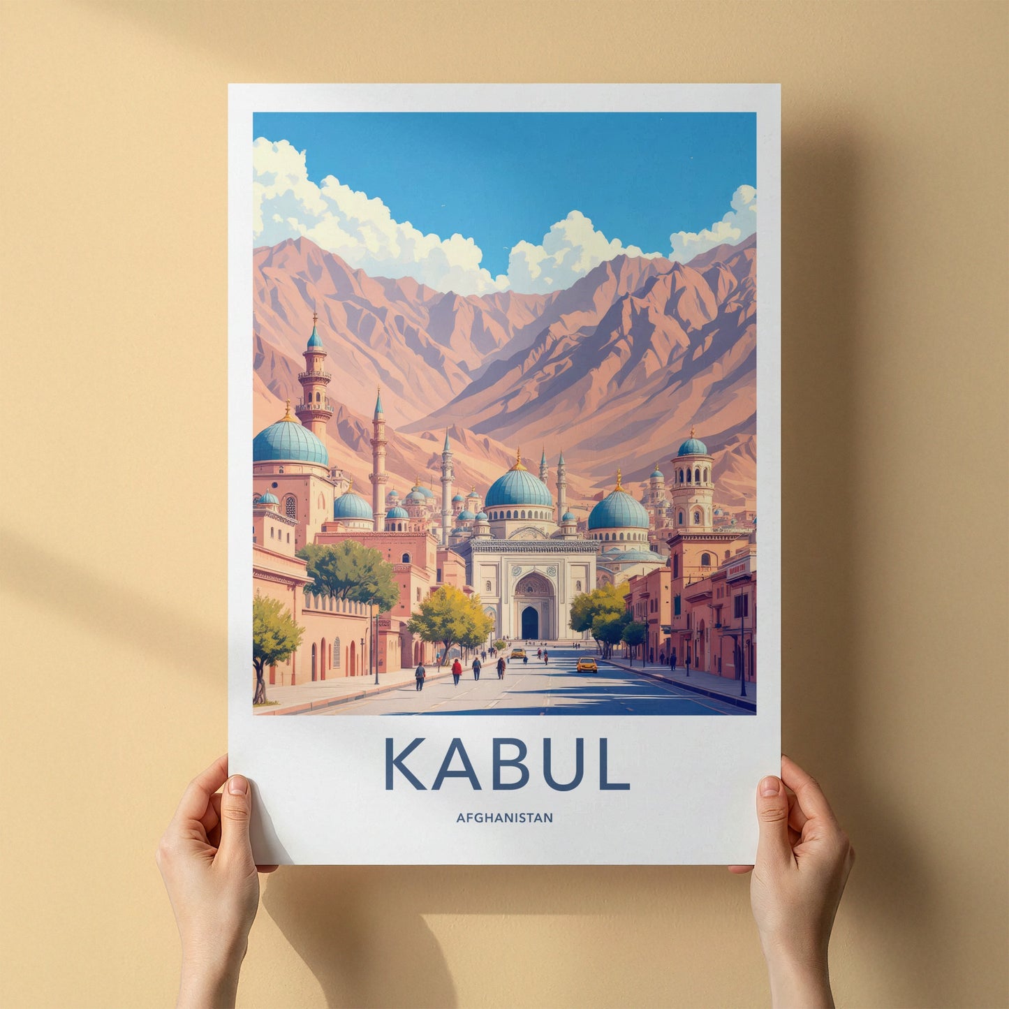 Kabul Poster - Afghanistan Travel Art - Mountain City Domes Home Decor