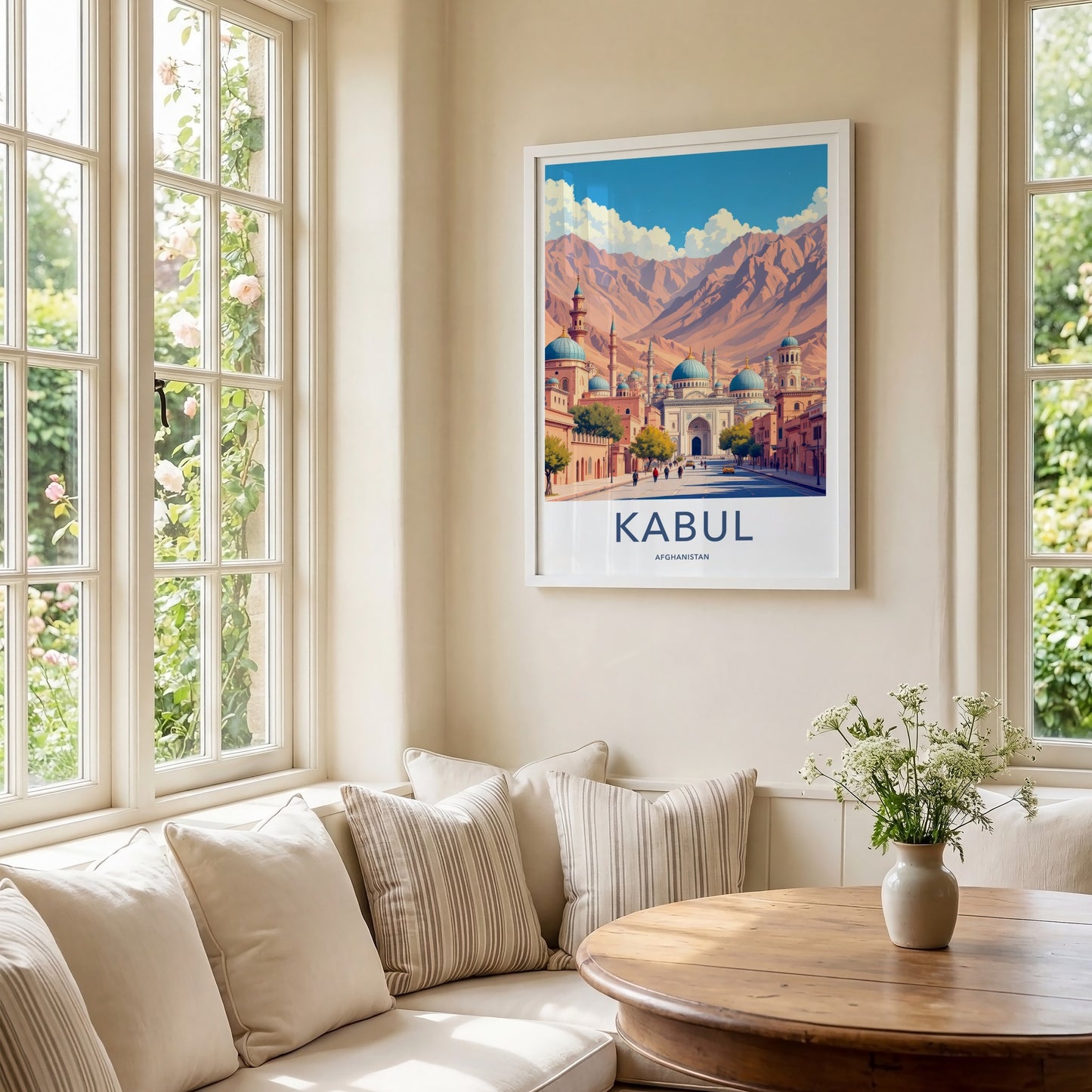 Kabul Poster - Afghanistan Travel Art - Mountain City Domes Home Decor