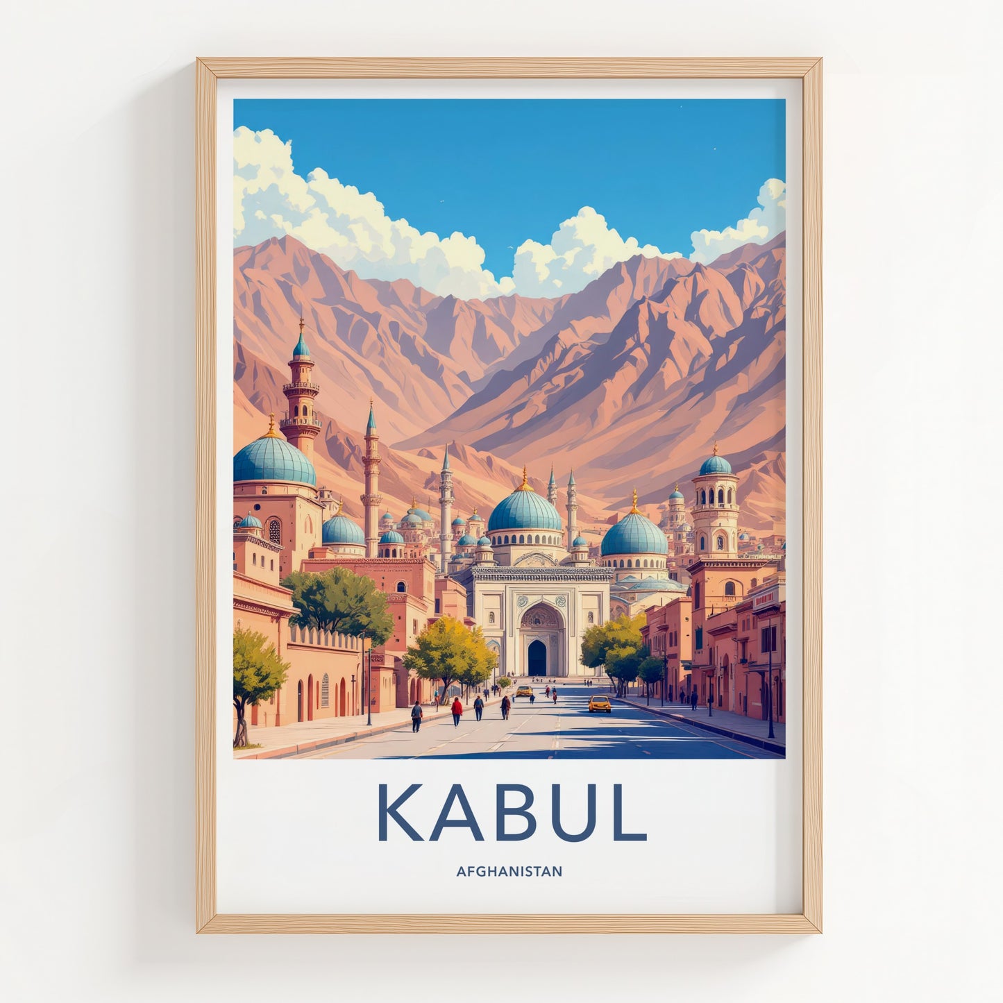 Kabul Poster - Afghanistan Travel Art - Mountain City Domes Home Decor