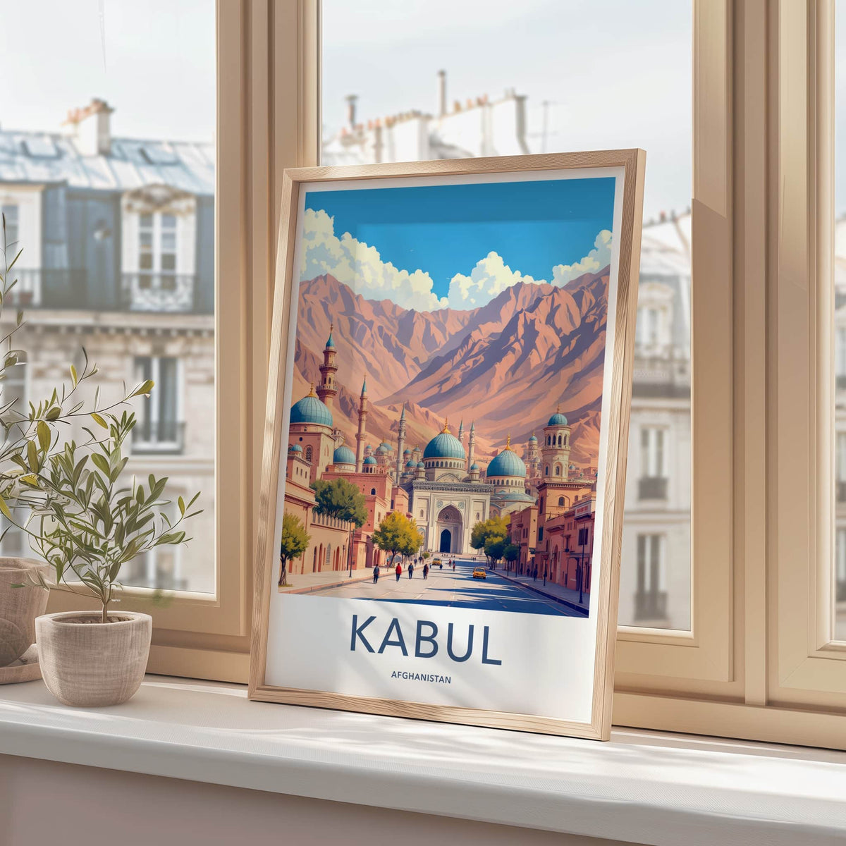 Kabul Poster - Afghanistan Travel Art - Mountain City Domes Home Decor