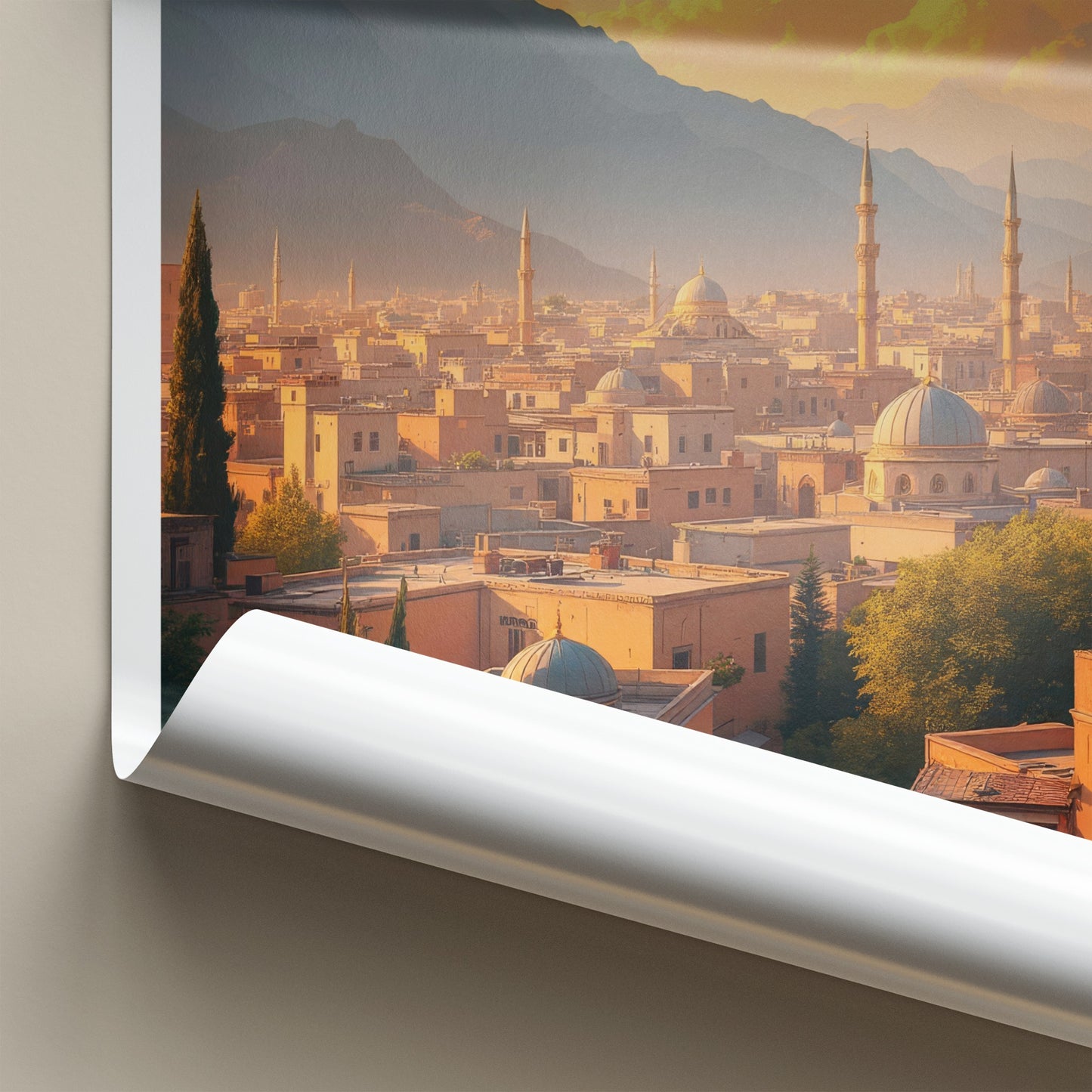 Kabul Poster - Afghanistan Travel Art - Sunset City Minarets Wall Decor