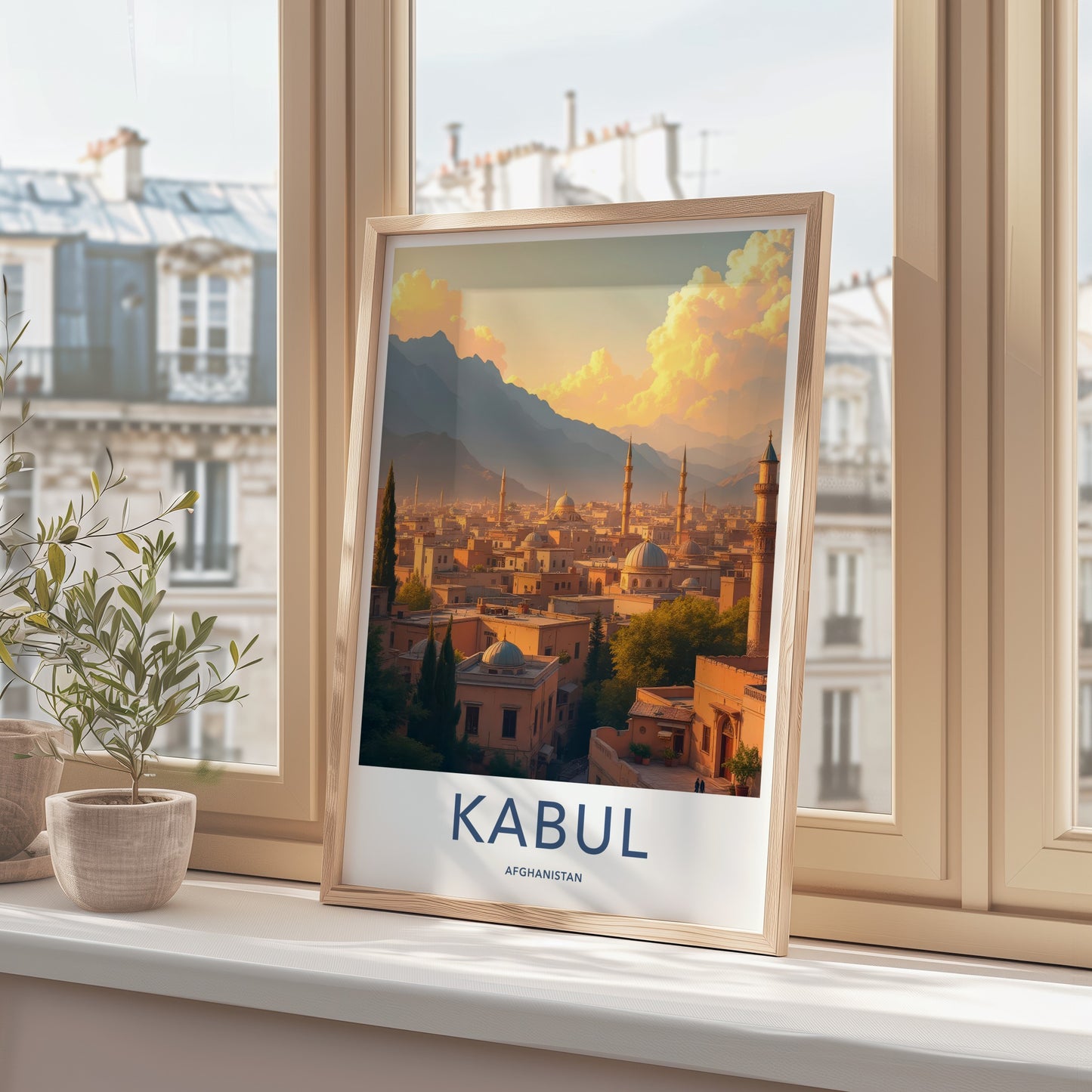 Kabul Poster - Afghanistan Travel Art - Sunset City Minarets Wall Decor