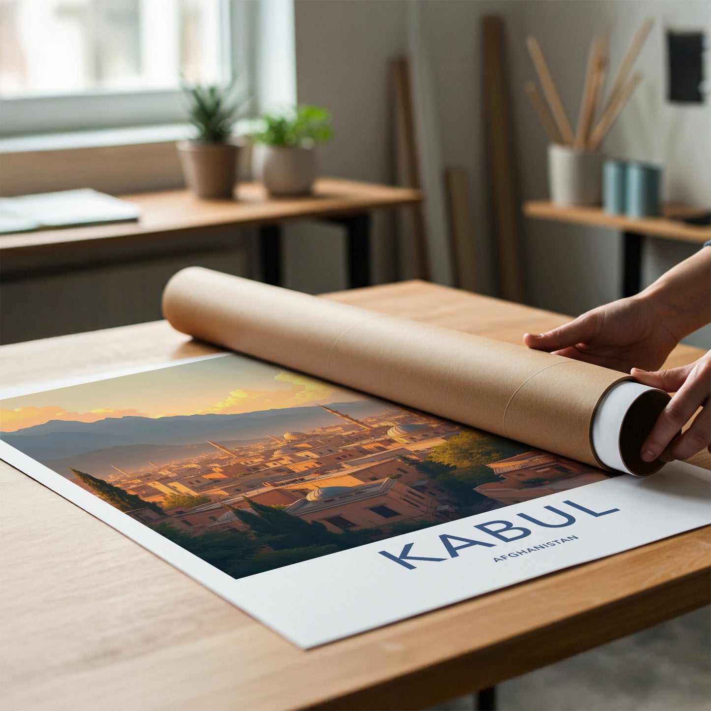 Kabul Poster - Afghanistan Travel Art - Sunset City Minarets Wall Decor