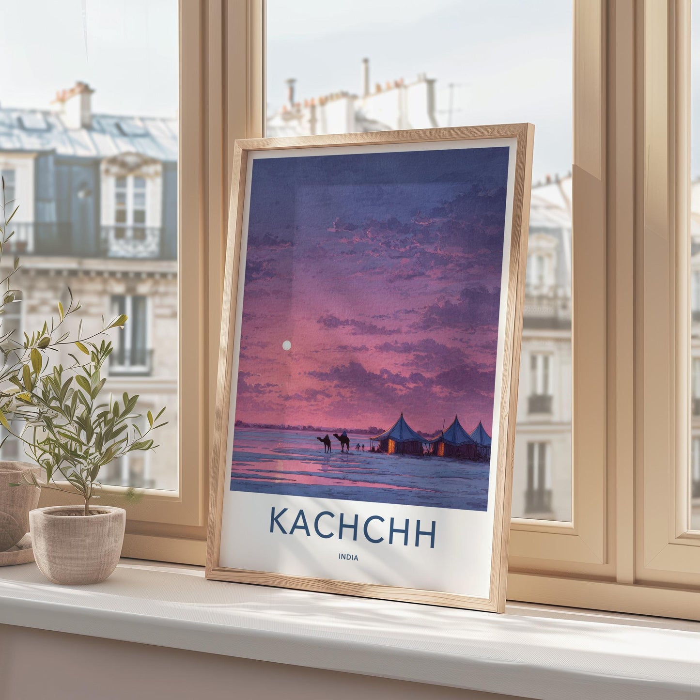 Kachchh Poster - India Travel Art - Gujarat Desert Tents Home Decor