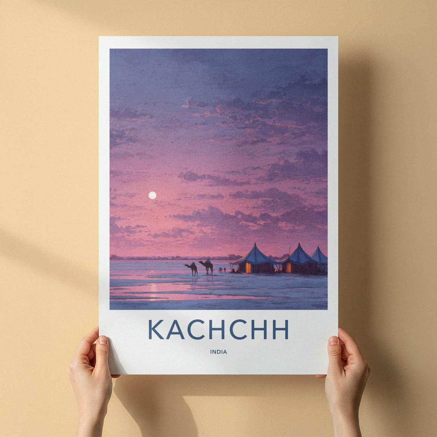 Kachchh Poster - India Travel Art - Gujarat Desert Tents Home Decor