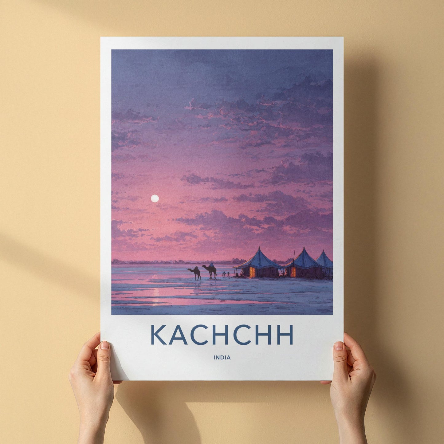 Kachchh Poster - India Travel Art - Gujarat Desert Tents Home Decor