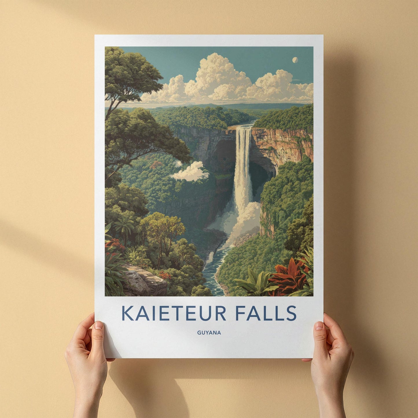 Kaieteur Falls Poster - Guyana Art Print - Majestic Jungle Waterfall Gift