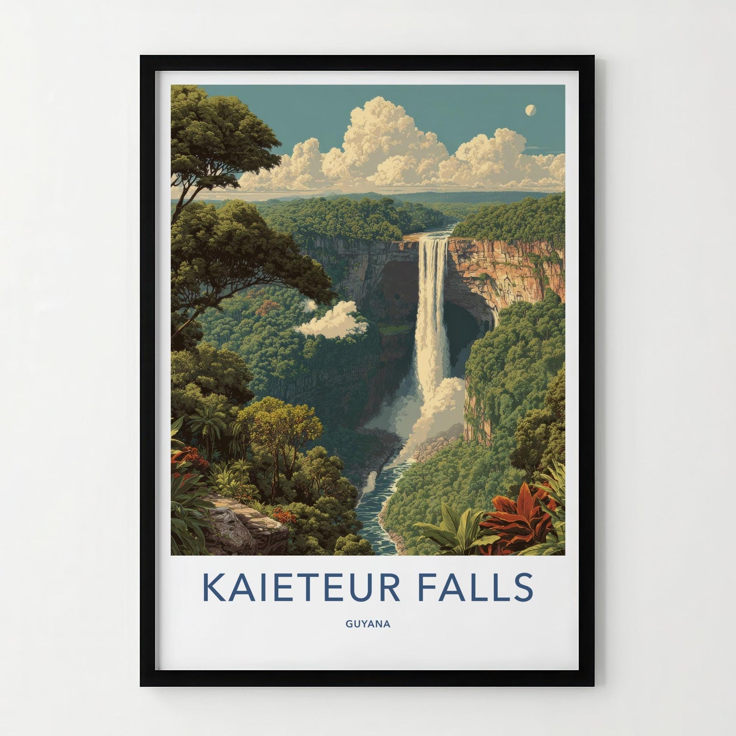 Kaieteur Falls Poster - Guyana Art Print - Majestic Jungle Waterfall Gift