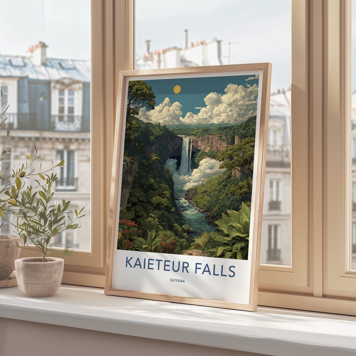 Kaieteur Falls Poster - Guyana Framed Print - Lush Ravine Waterfall Framed Decor