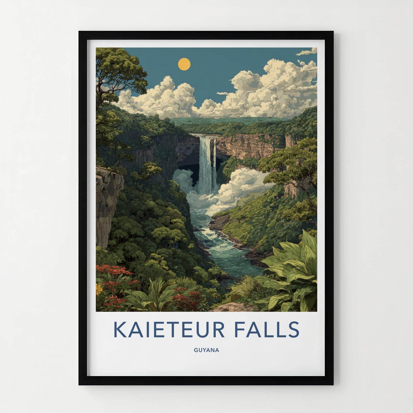 Kaieteur Falls Poster - Guyana Framed Print - Lush Ravine Waterfall Framed Decor