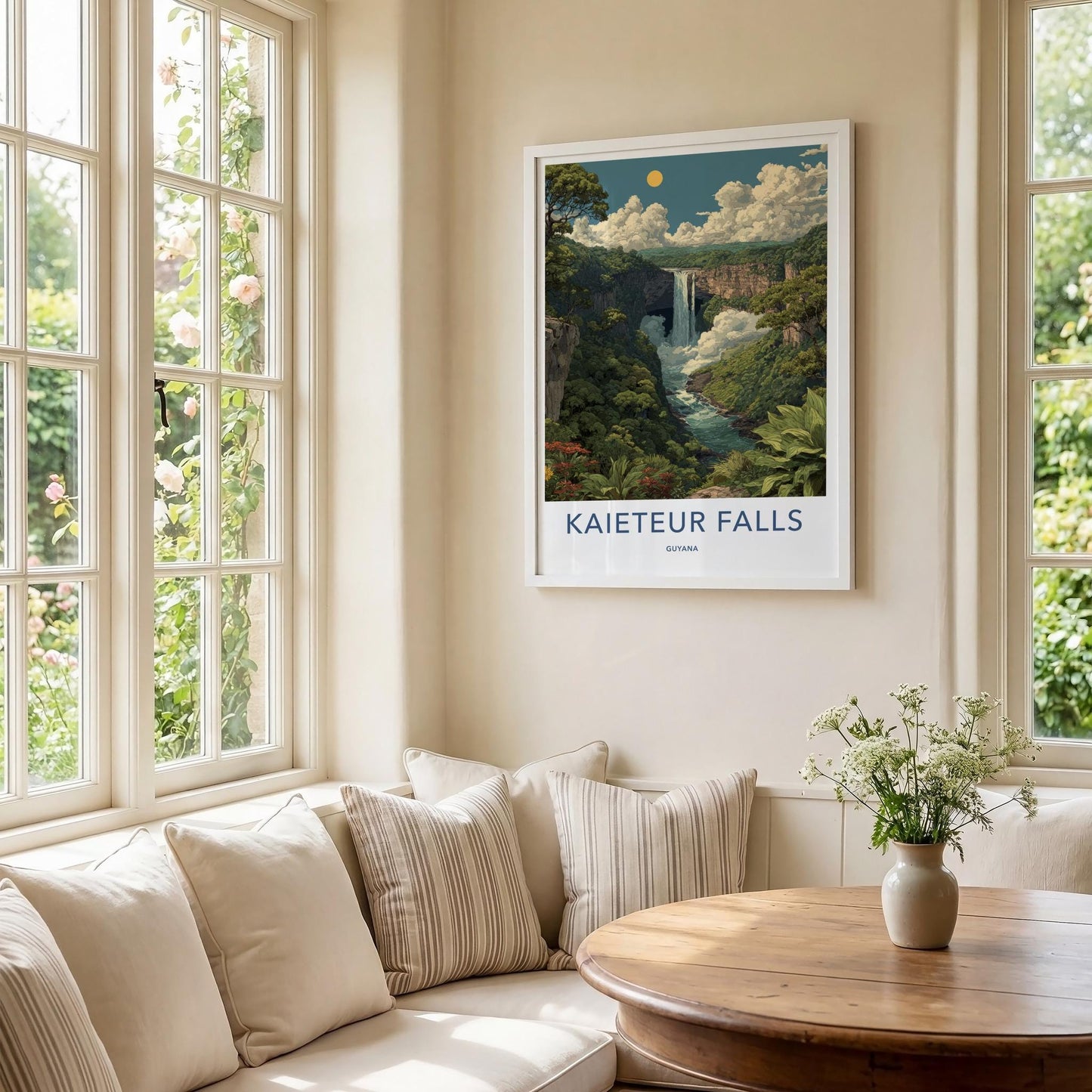 Kaieteur Falls Poster - Guyana Framed Print - Lush Ravine Waterfall Framed Decor