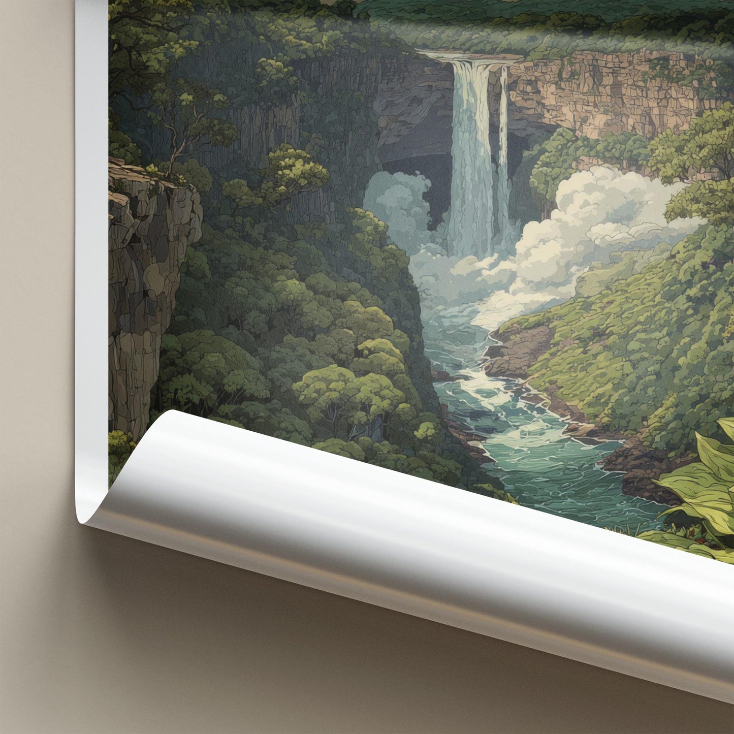 Kaieteur Falls Poster - Guyana Framed Print - Lush Ravine Waterfall Framed Decor