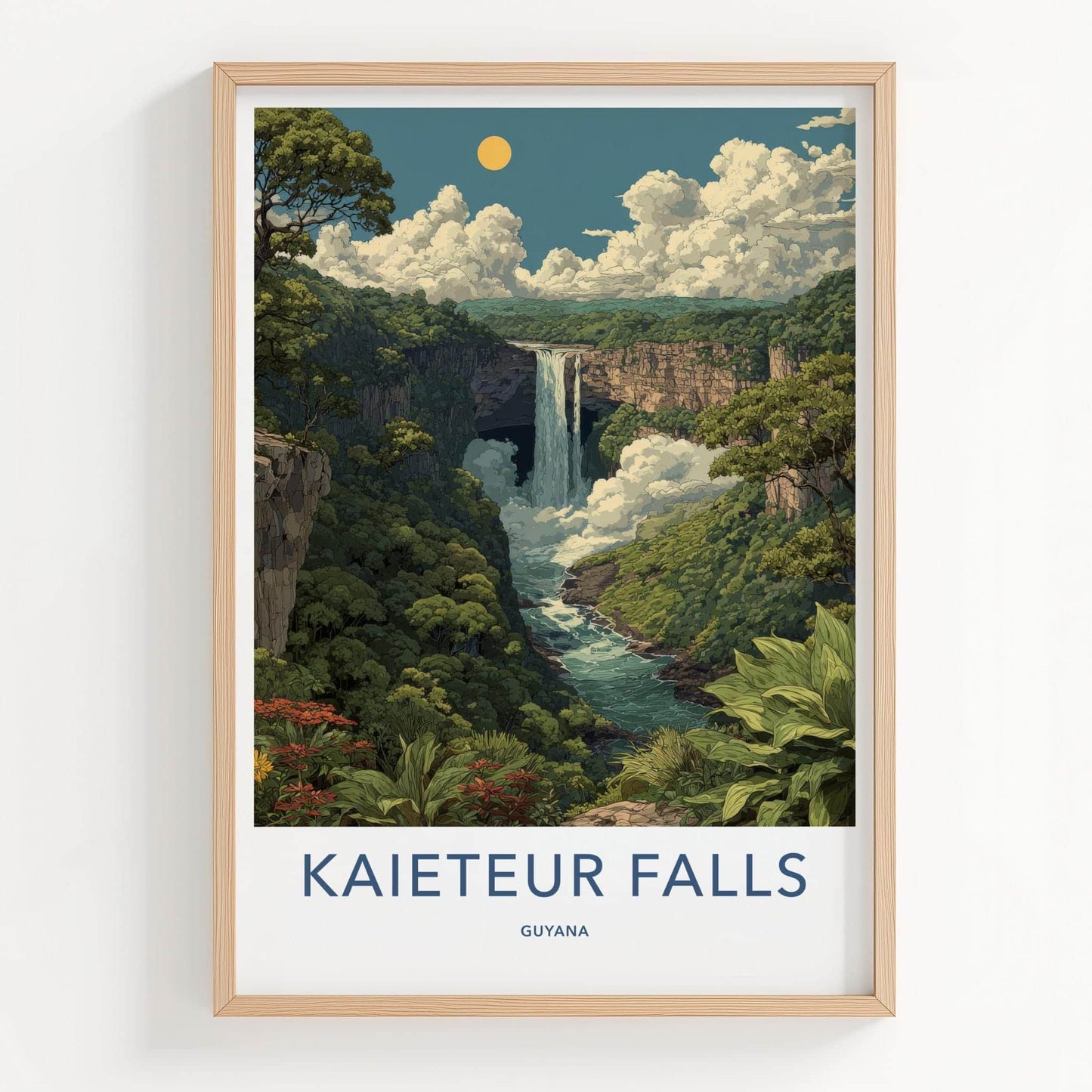 Kaieteur Falls Poster - Guyana Framed Print - Lush Ravine Waterfall Framed Decor