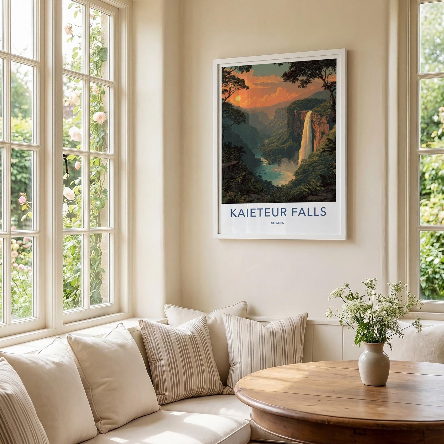 Kaieteur Falls Poster - Guyana Travel Art - Jungle Waterfall Sunset Home Decor