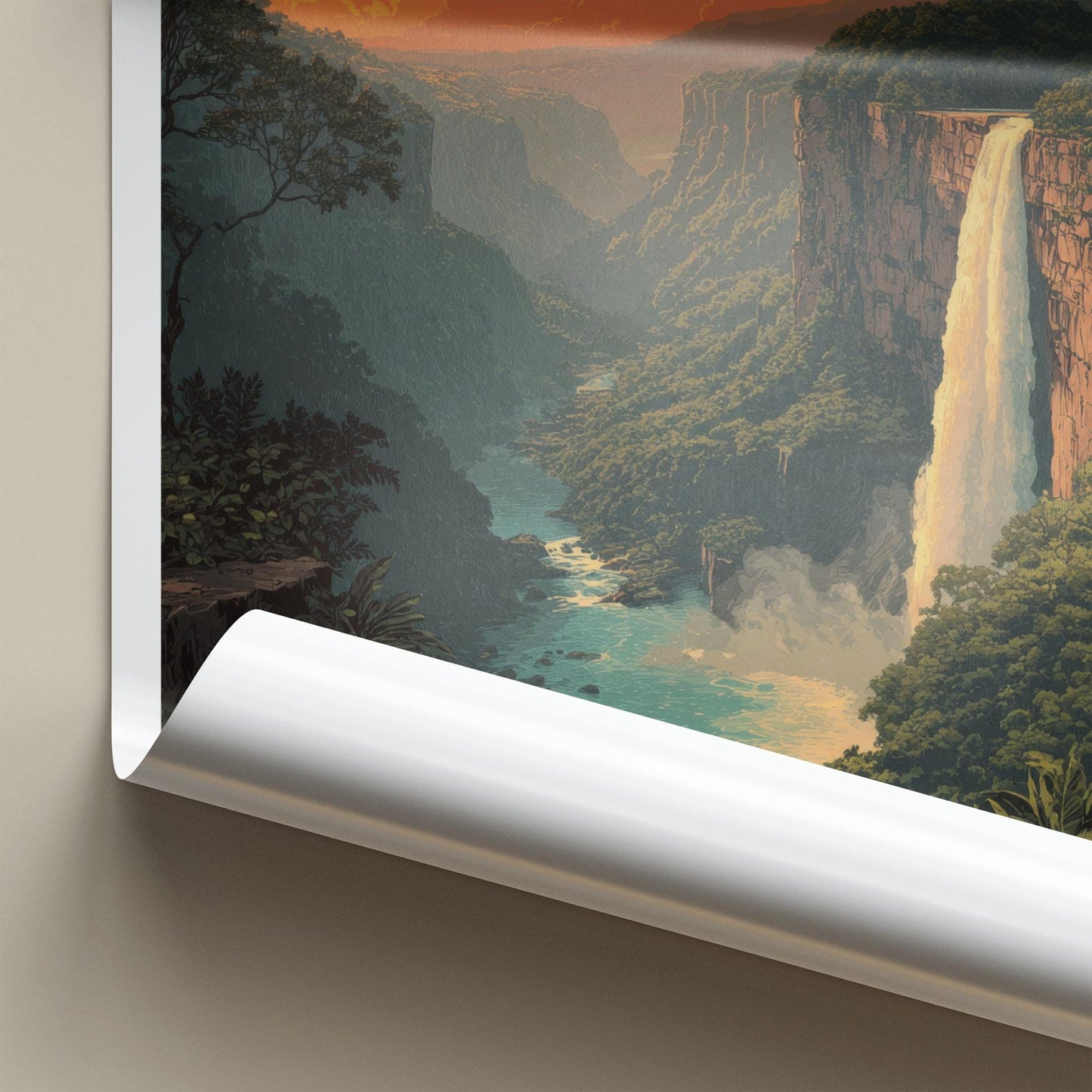 Kaieteur Falls Poster - Guyana Travel Art - Jungle Waterfall Sunset Home Decor
