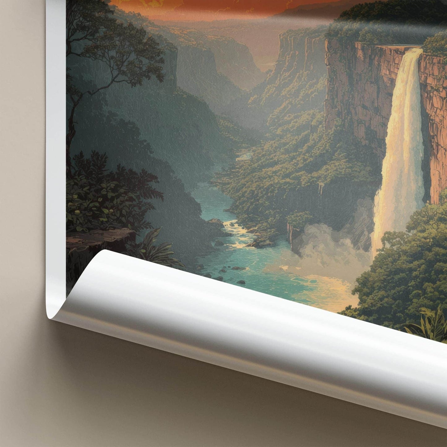 Kaieteur Falls Poster - Guyana Travel Art - Jungle Waterfall Sunset Home Decor
