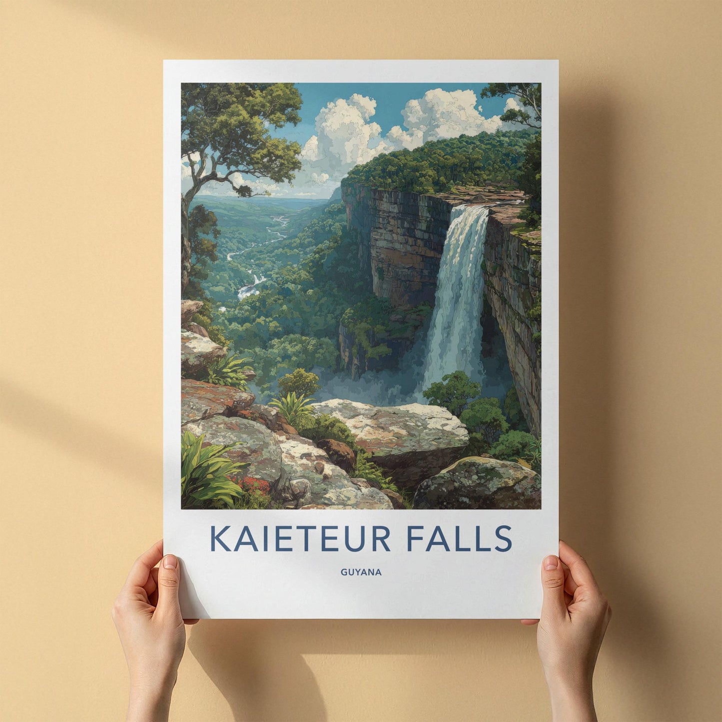 Kaieteur Falls Poster - Guyana Travel Art - Majestic Jungle Falls Home Decor