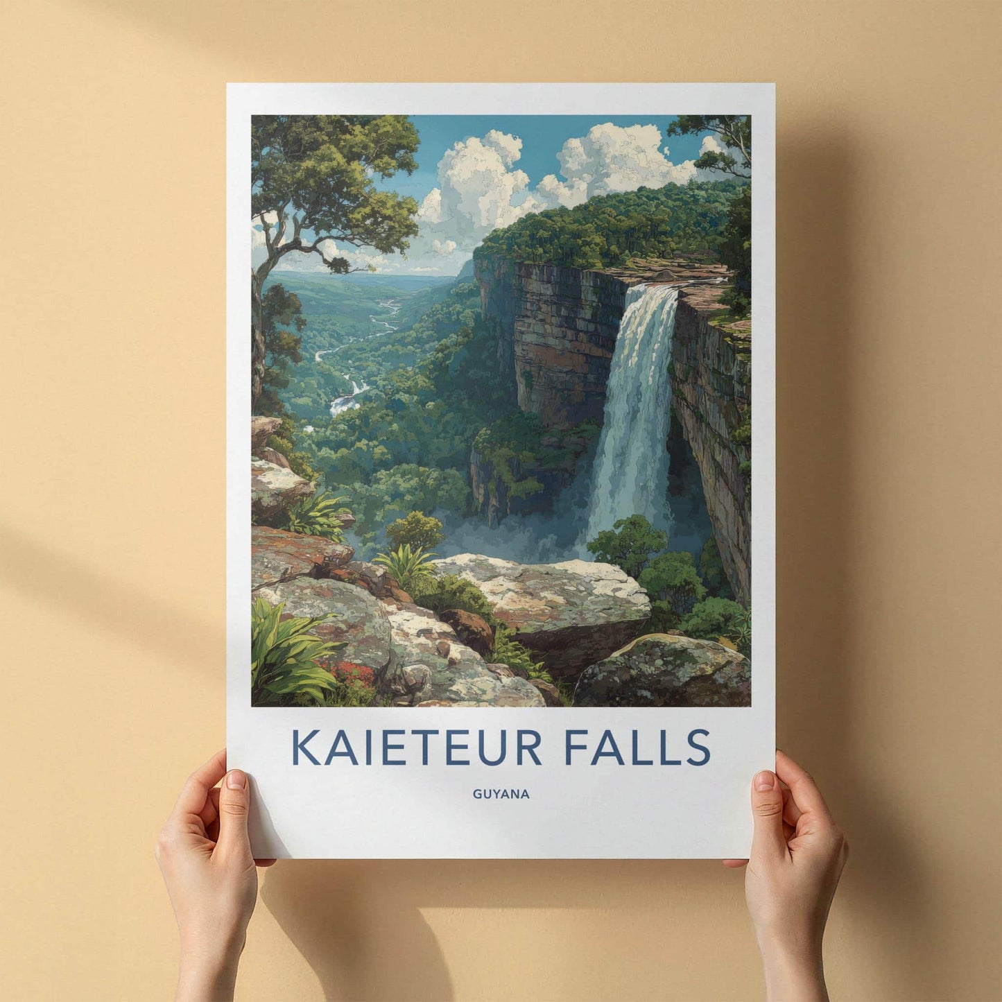 Kaieteur Falls Poster - Guyana Travel Art - Majestic Jungle Falls Home Decor