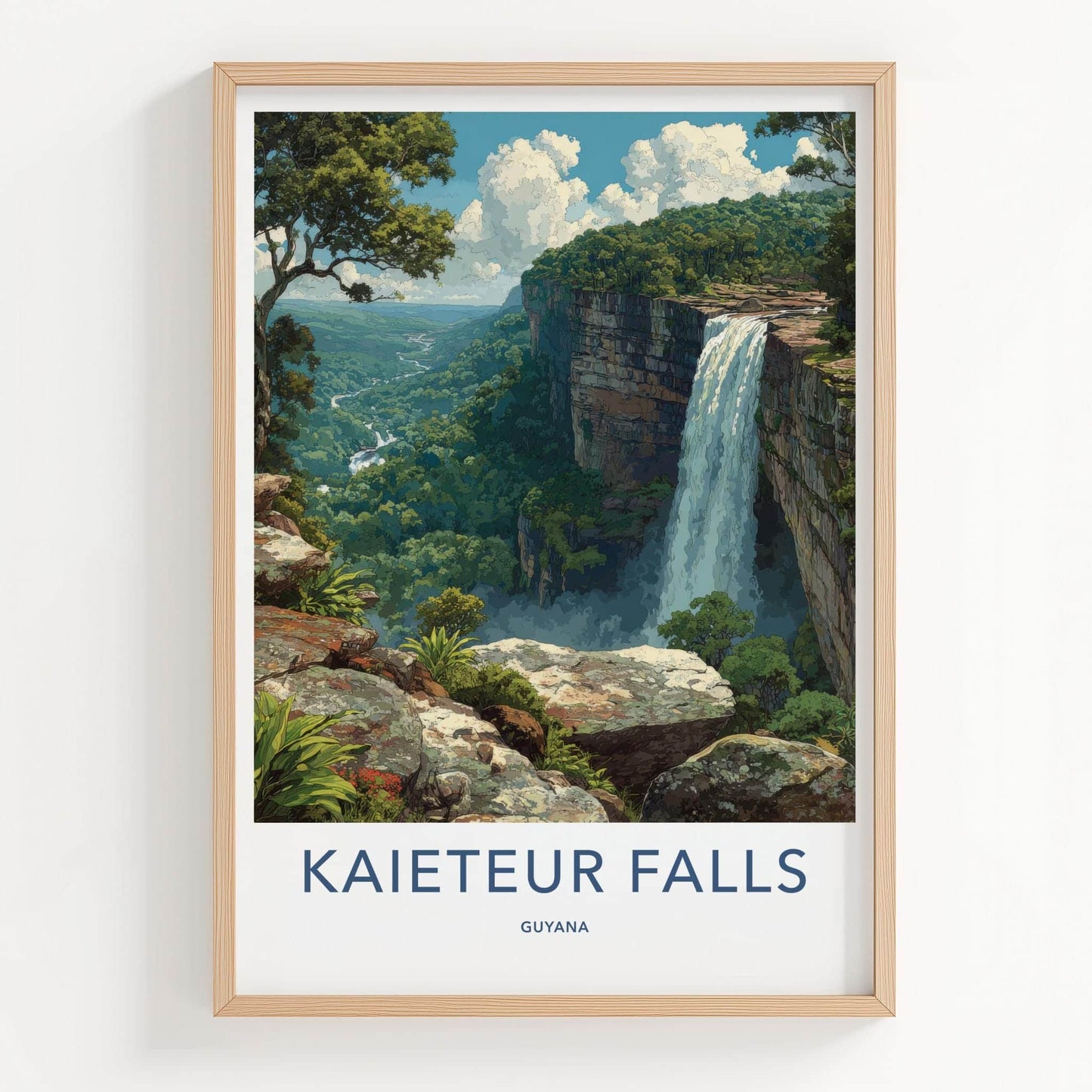 Kaieteur Falls Poster - Guyana Travel Art - Majestic Jungle Falls Home Decor
