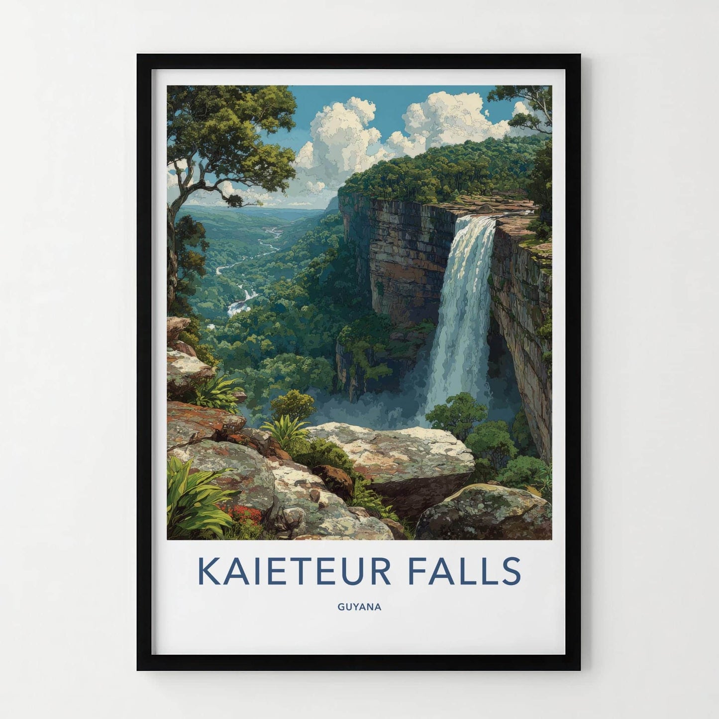 Kaieteur Falls Poster - Guyana Travel Art - Majestic Jungle Falls Home Decor