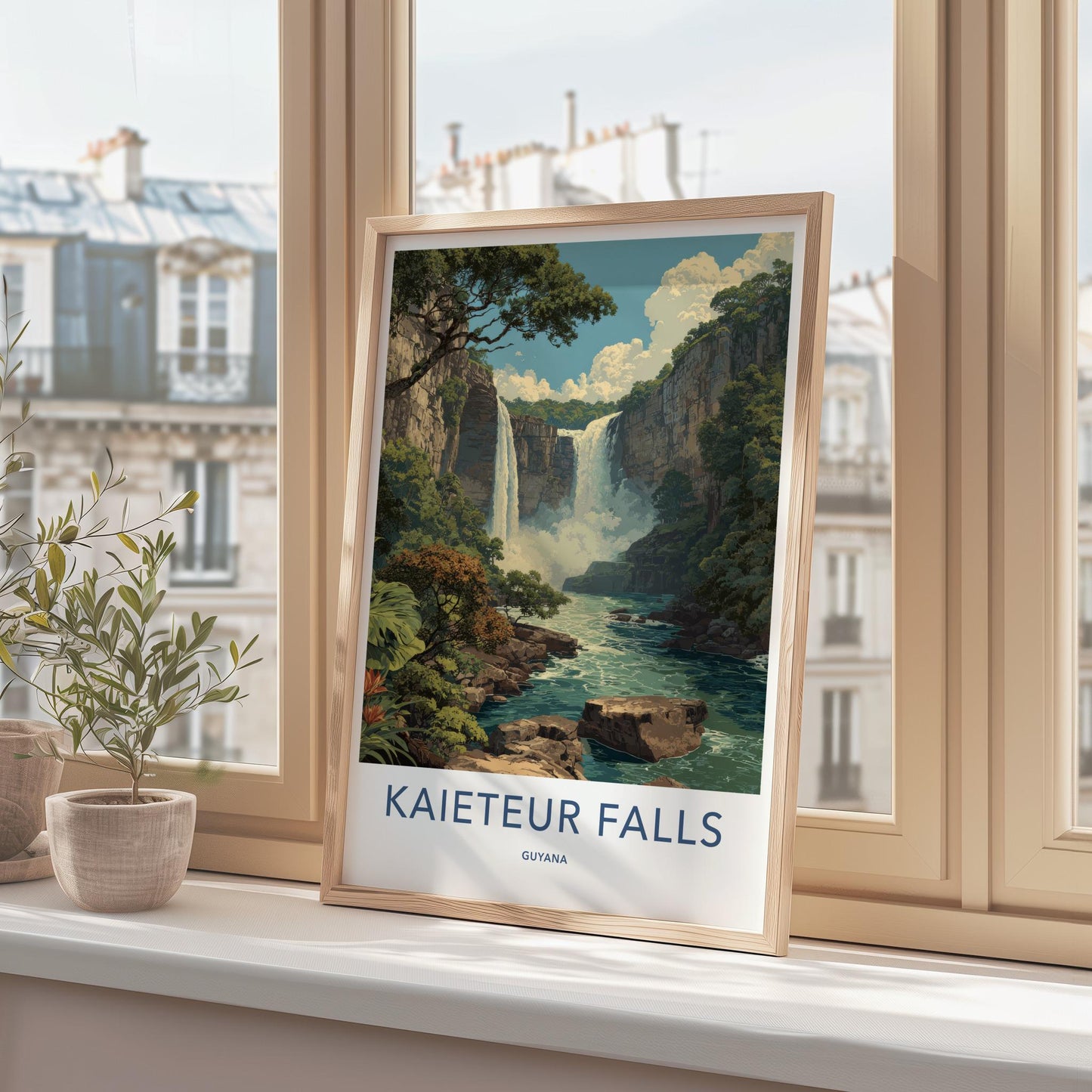 Kaieteur Falls Poster - Guyana Travel Art - Majestic Jungle Waterfall Home Decor