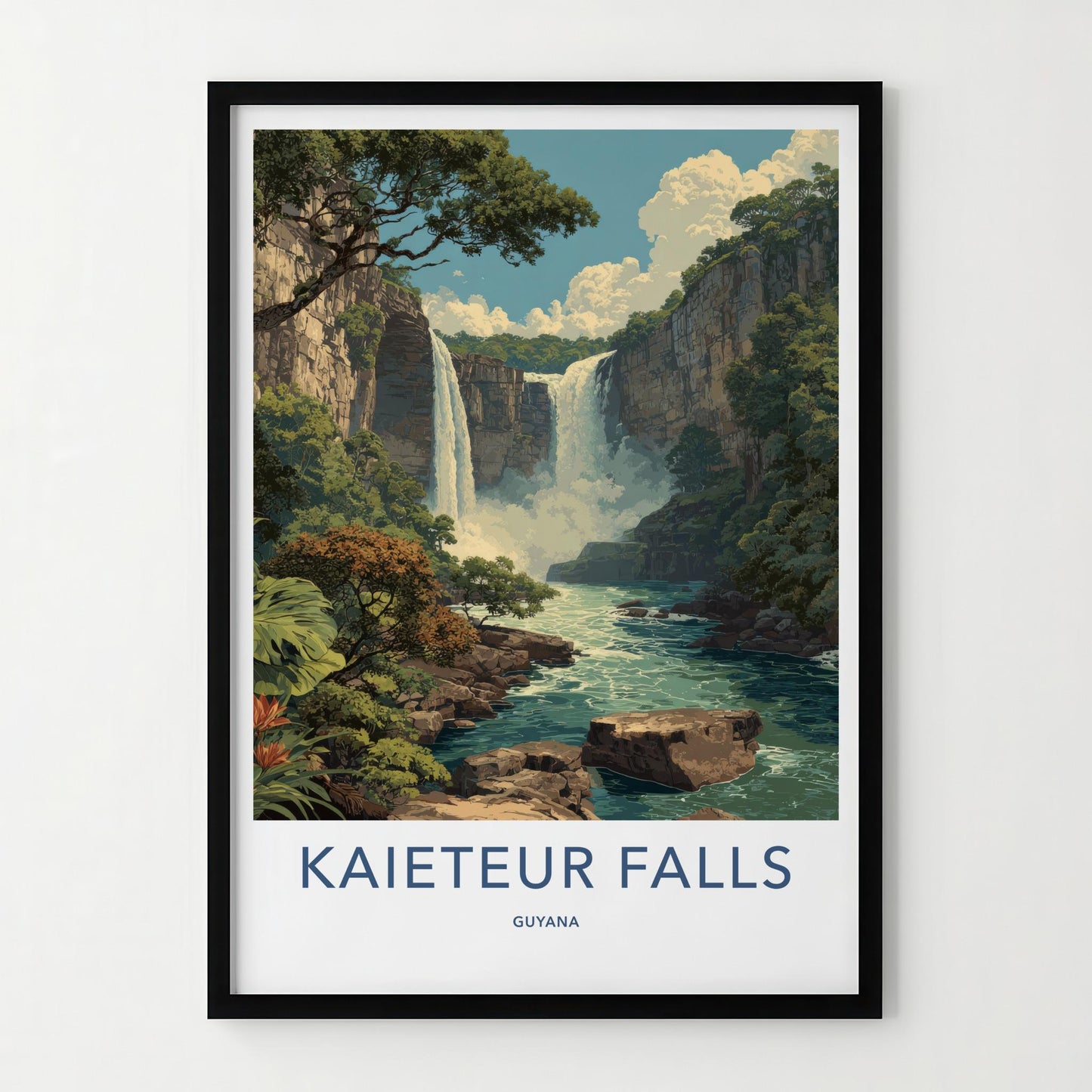 Kaieteur Falls Poster - Guyana Travel Art - Majestic Jungle Waterfall Home Decor
