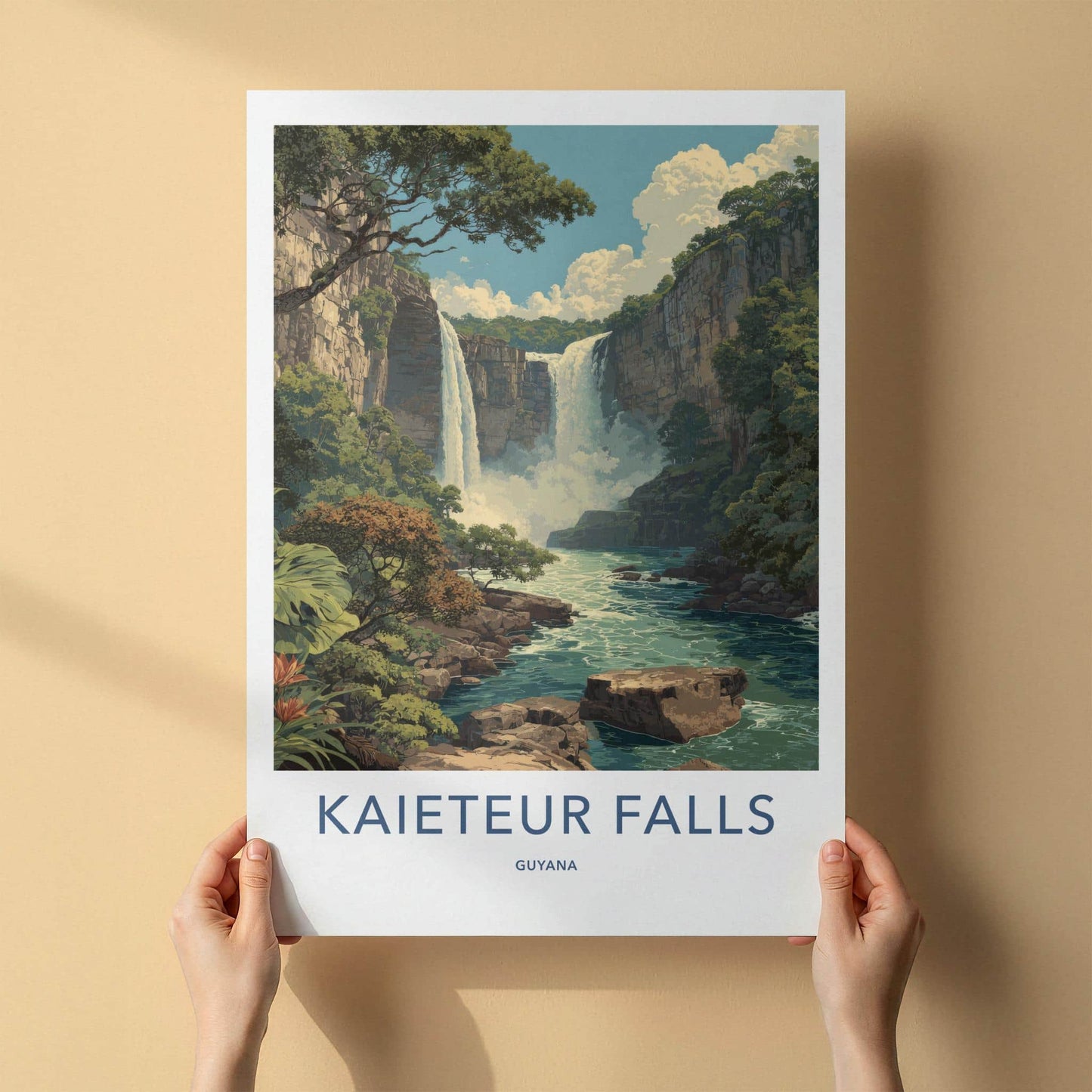 Kaieteur Falls Poster - Guyana Travel Art - Majestic Jungle Waterfall Home Decor