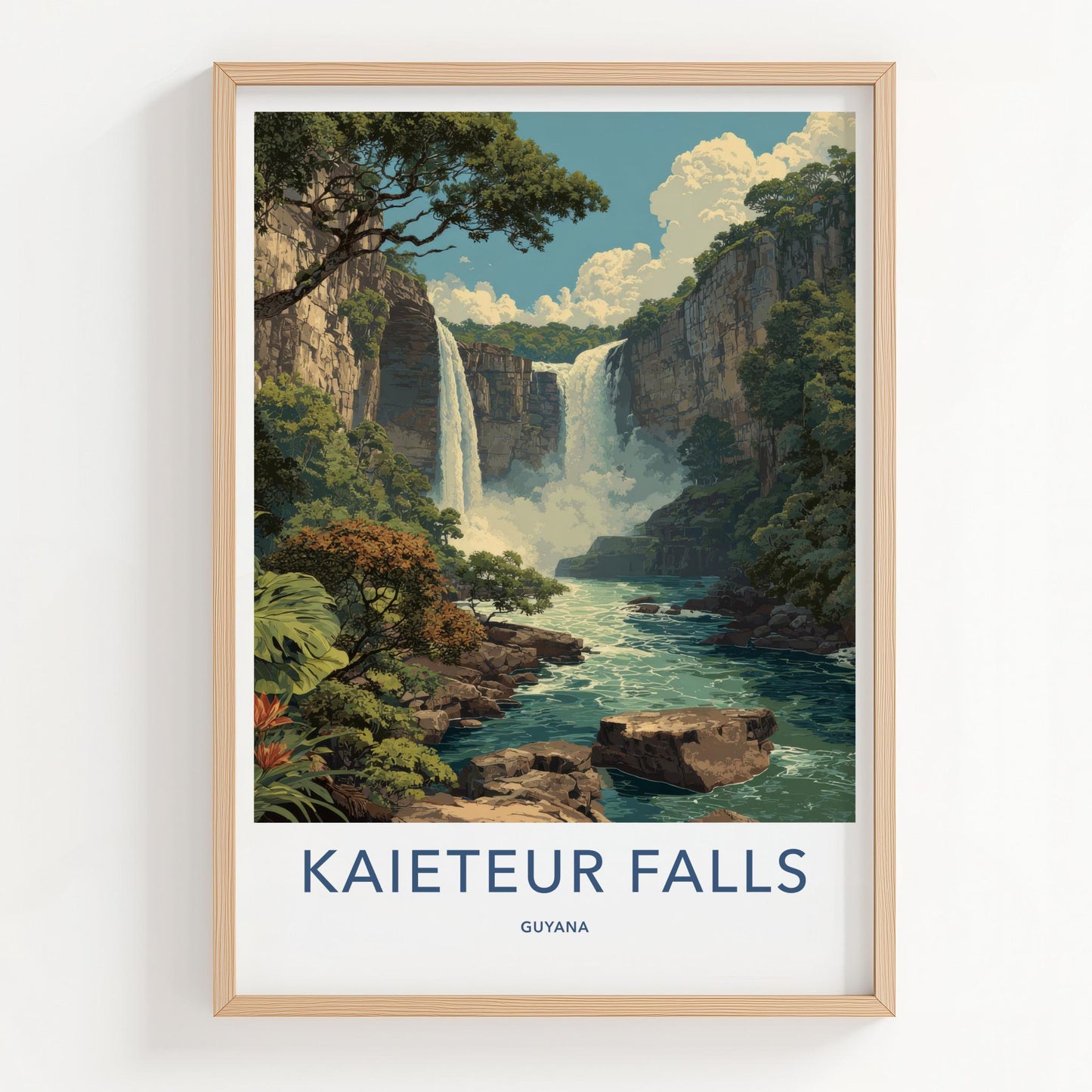 Kaieteur Falls Poster - Guyana Travel Art - Majestic Jungle Waterfall Home Decor