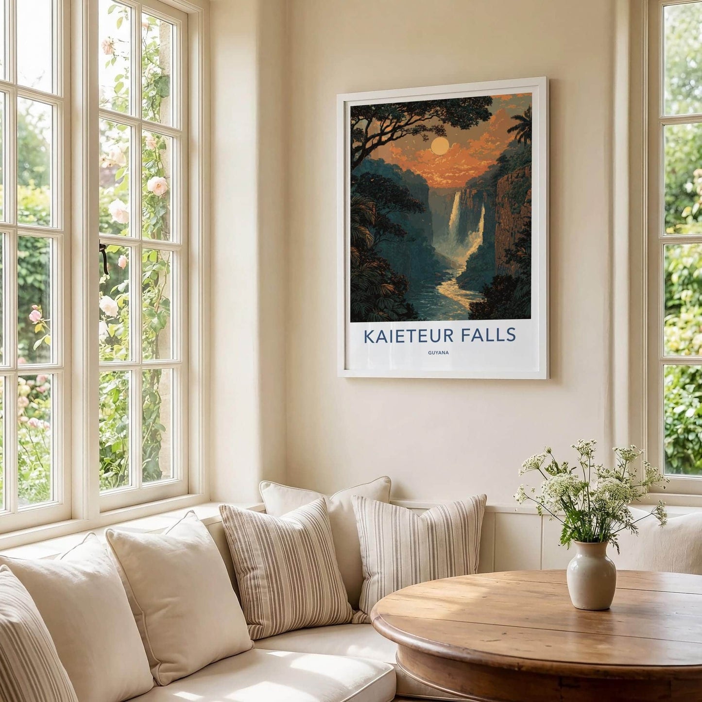 Kaieteur Falls Poster - Guyana Travel Art - Tropical Cliffside Falls Wall Decor