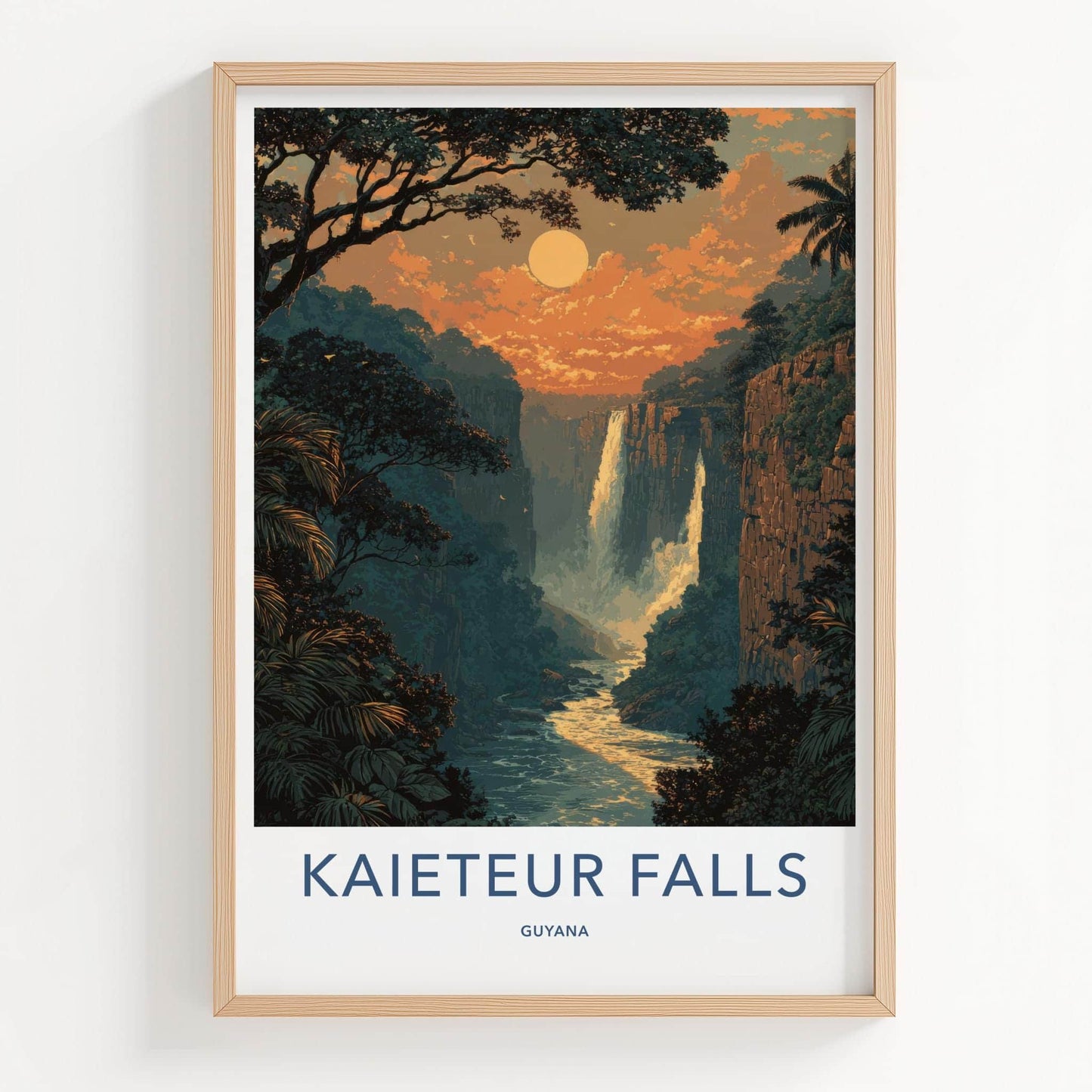 Kaieteur Falls Poster - Guyana Travel Art - Tropical Cliffside Falls Wall Decor