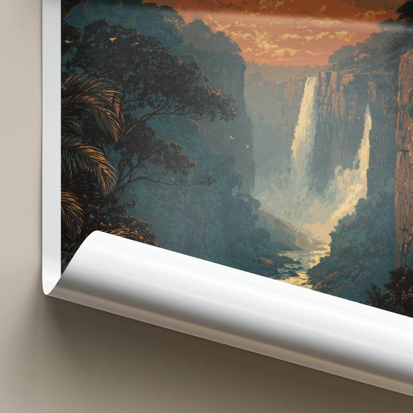 Kaieteur Falls Poster - Guyana Travel Art - Tropical Cliffside Falls Wall Decor