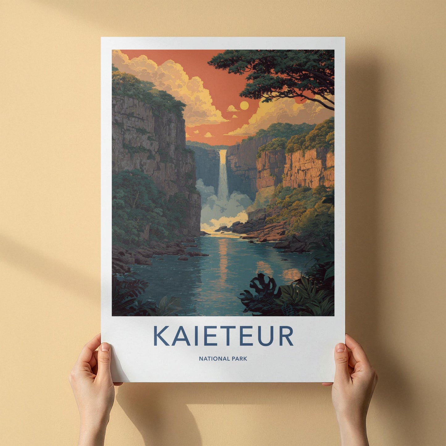 Kaieteur National Park Poster - Guyana Travel Art - Grand Waterfall Scene Home Decor