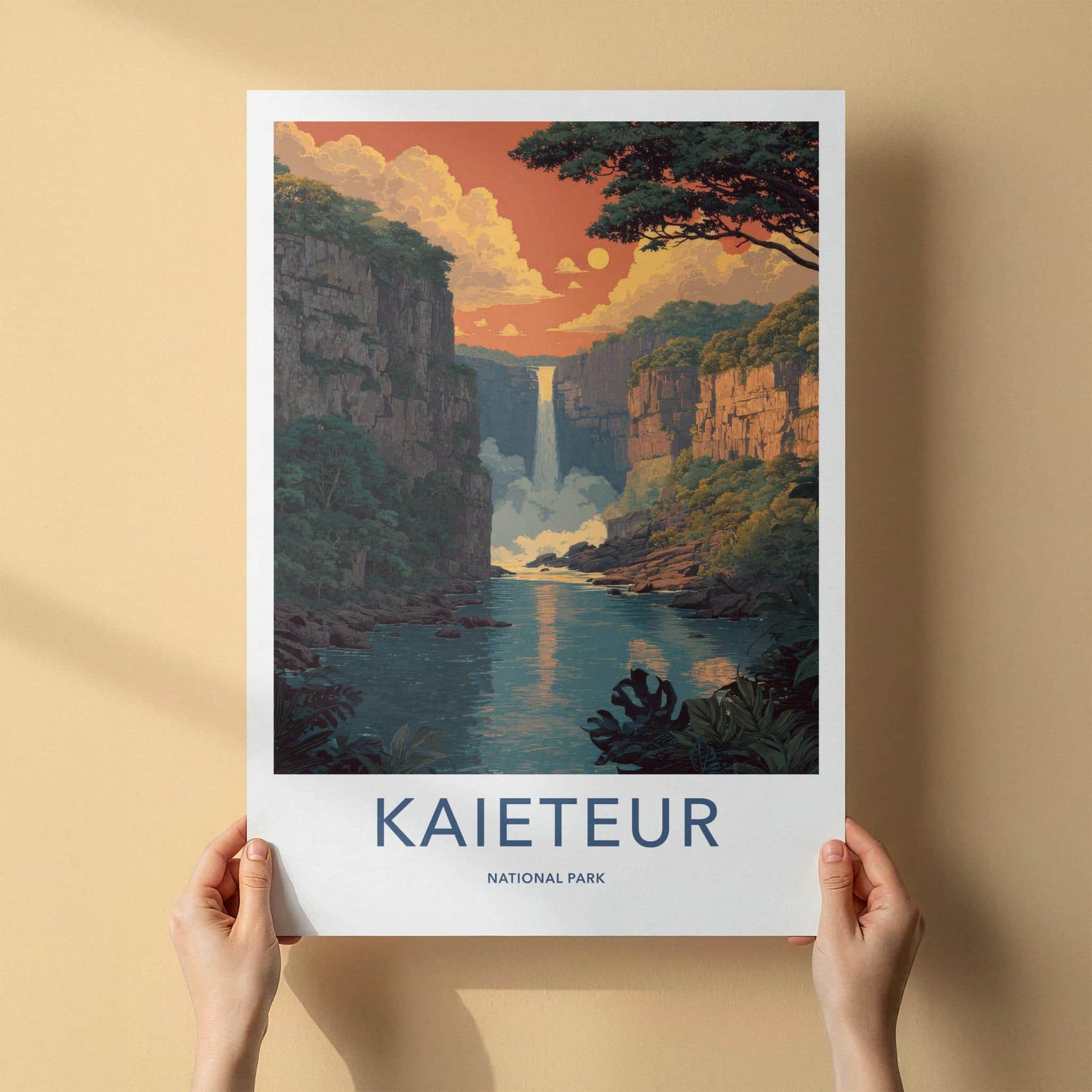 Kaieteur National Park Poster - Guyana Travel Art - Grand Waterfall Scene Home Decor