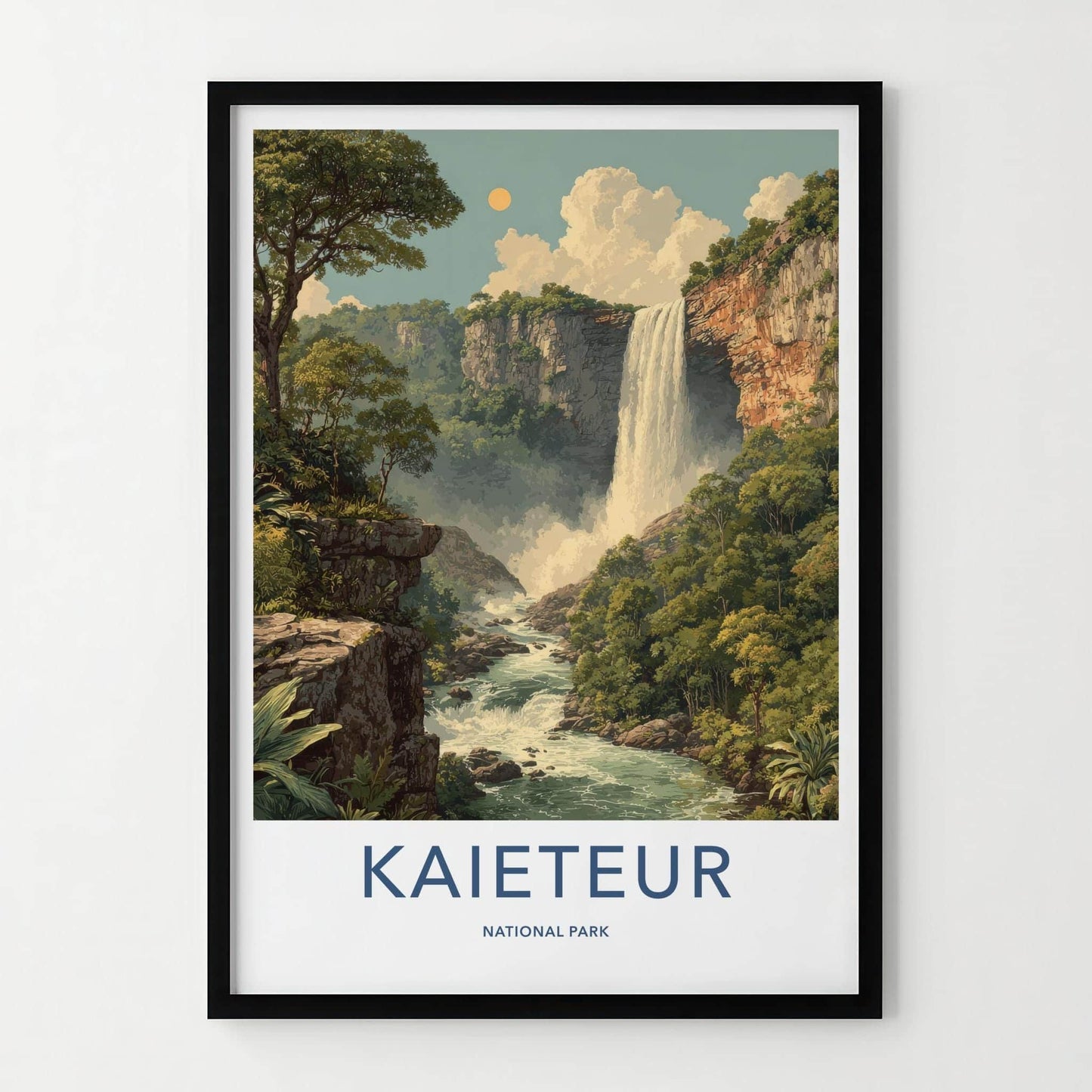 Kaieteur National Park Poster - Guyana Travel Art - Lush Cliffs Waterfall Home Decor
