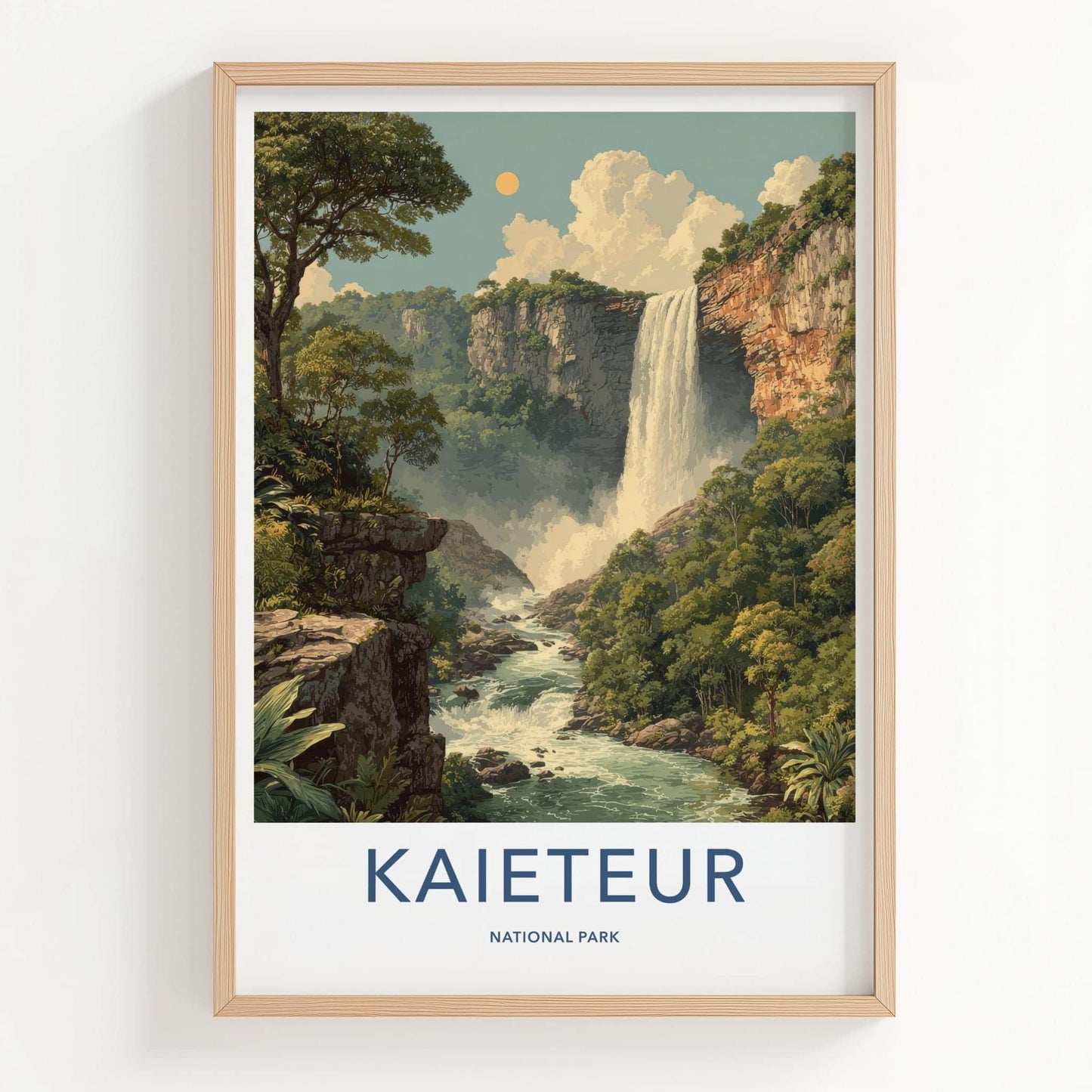 Kaieteur National Park Poster - Guyana Travel Art - Lush Cliffs Waterfall Home Decor