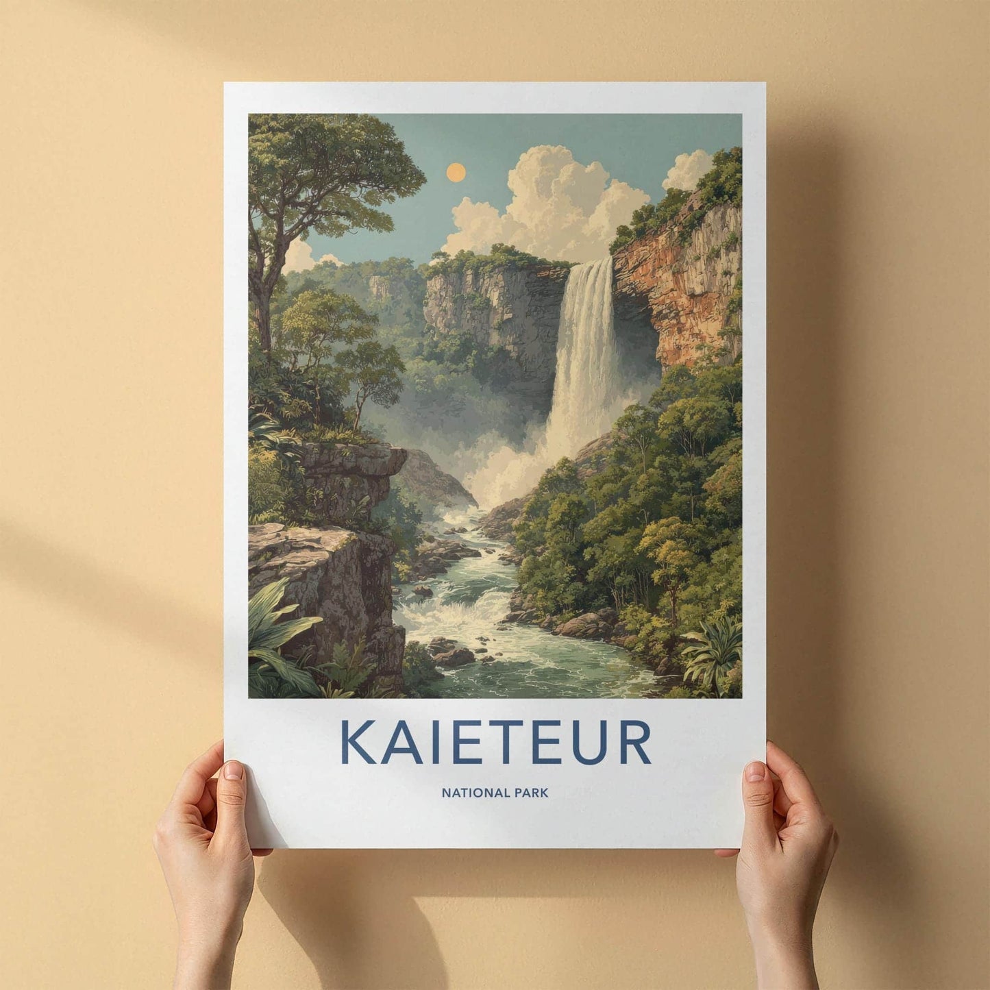Kaieteur National Park Poster - Guyana Travel Art - Lush Cliffs Waterfall Home Decor