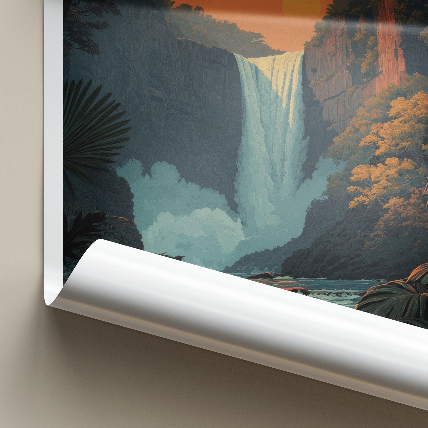 Kaieteur Poster - Guyana Travel Art - Jungle Waterfall Sunset Wall Decor