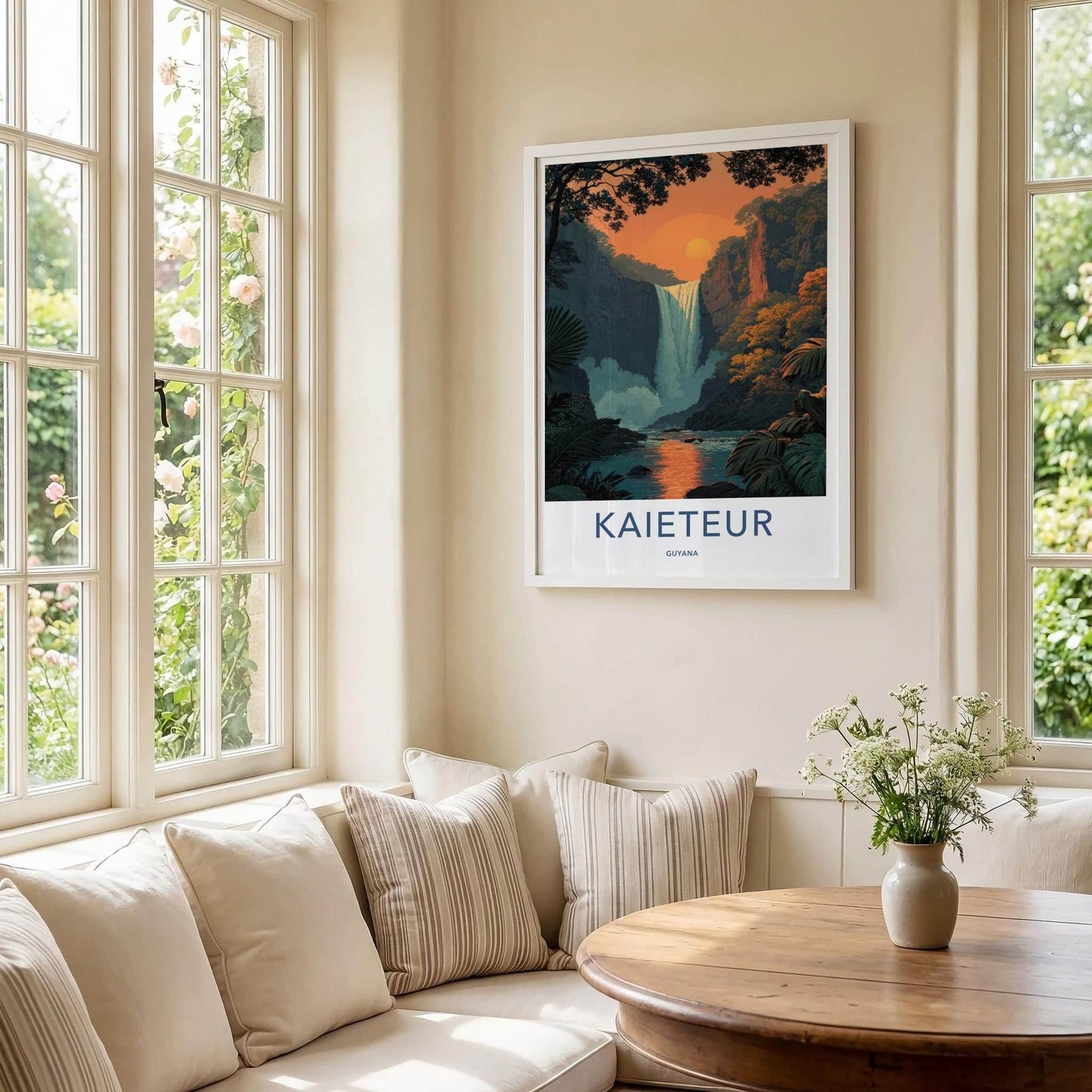 Kaieteur Poster - Guyana Travel Art - Jungle Waterfall Sunset Wall Decor