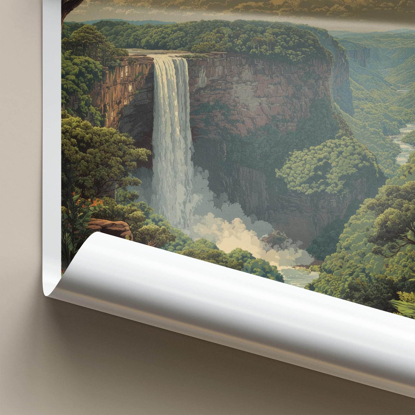Kaieteur Poster - Guyana Wall Art - Moonlit Jungle Waterfall Home Decor